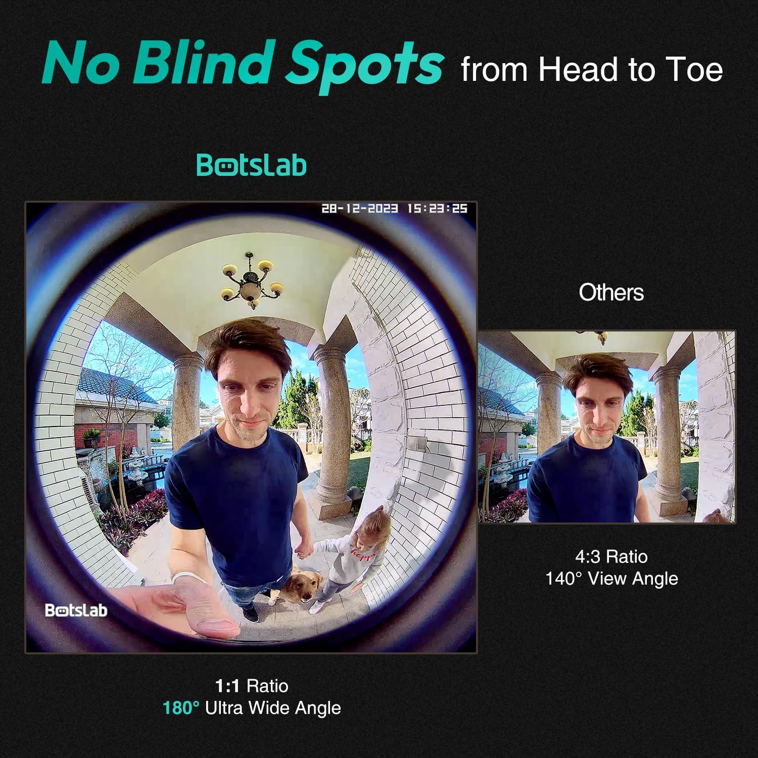 Doorbell Camera Wireless Outdoor, BOTSLAB 5MP 1:1 Head-to-Toe with 180° View, No Monthly Fee, 2-Way Audio, AI/Rader/PIR Detection, 2.4&5GHz WiFi,