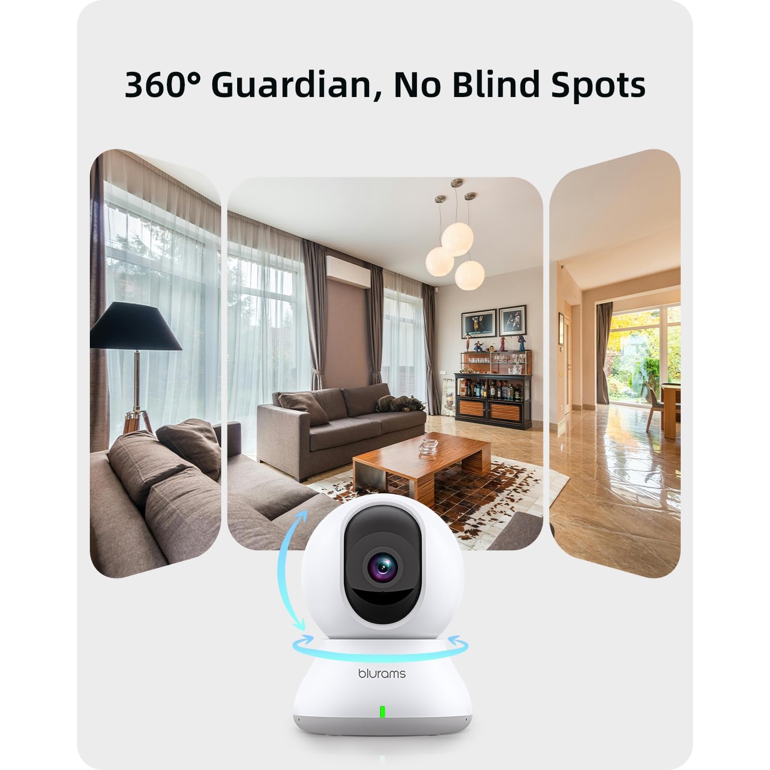 blurams Pet Camera, 2K Home Security Camera for Baby/Elder/Pet, Motion Tracking, 2-Way Audio, IR Night Vision, 360° View Home Camera Works with Alexa