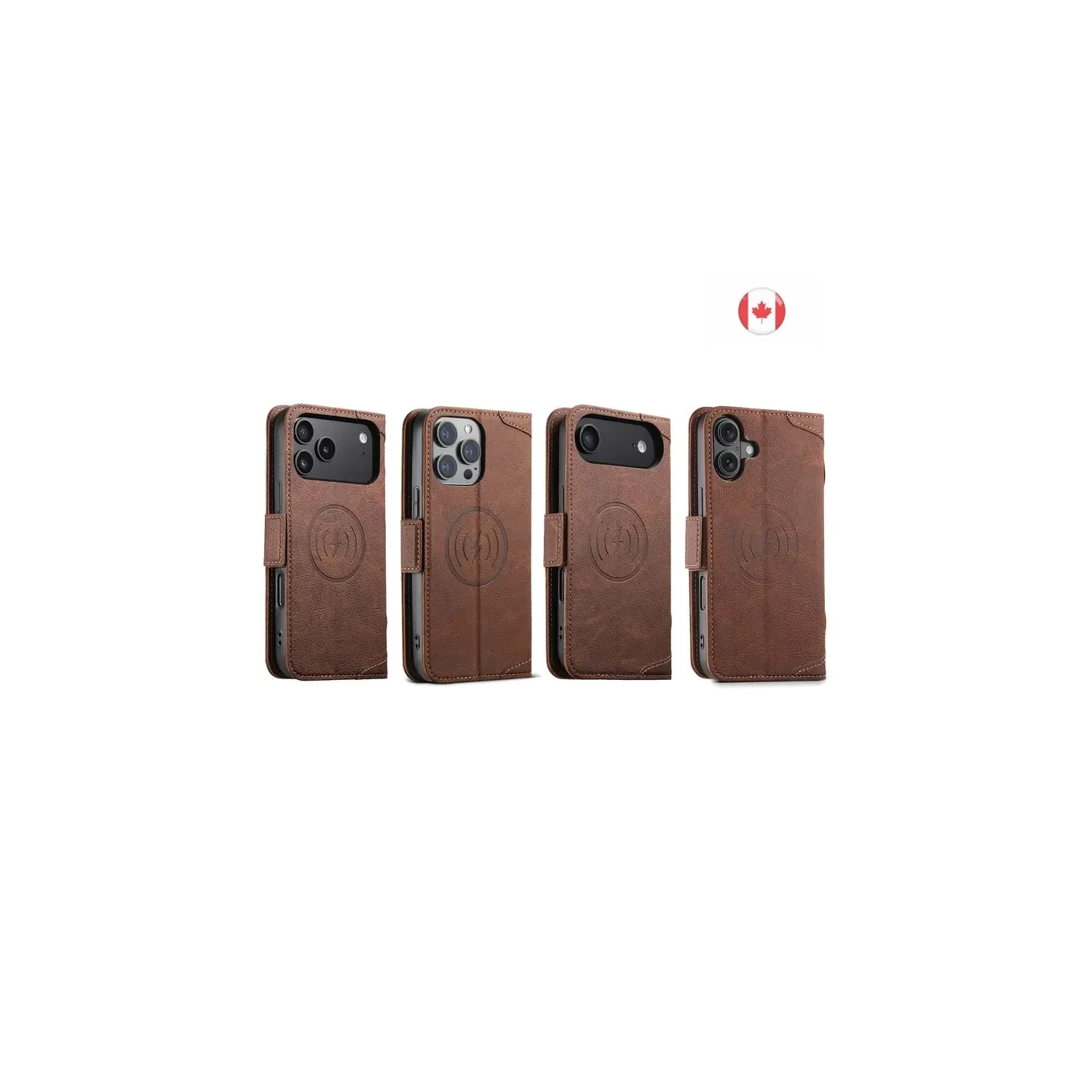 MagSafe Wallet Case for iPhone 17 Pro 6.3-Inch, Magnetic Wireless Charging Compatible PU Leather Phone Case with Card Holder Wallet for Men - Brown