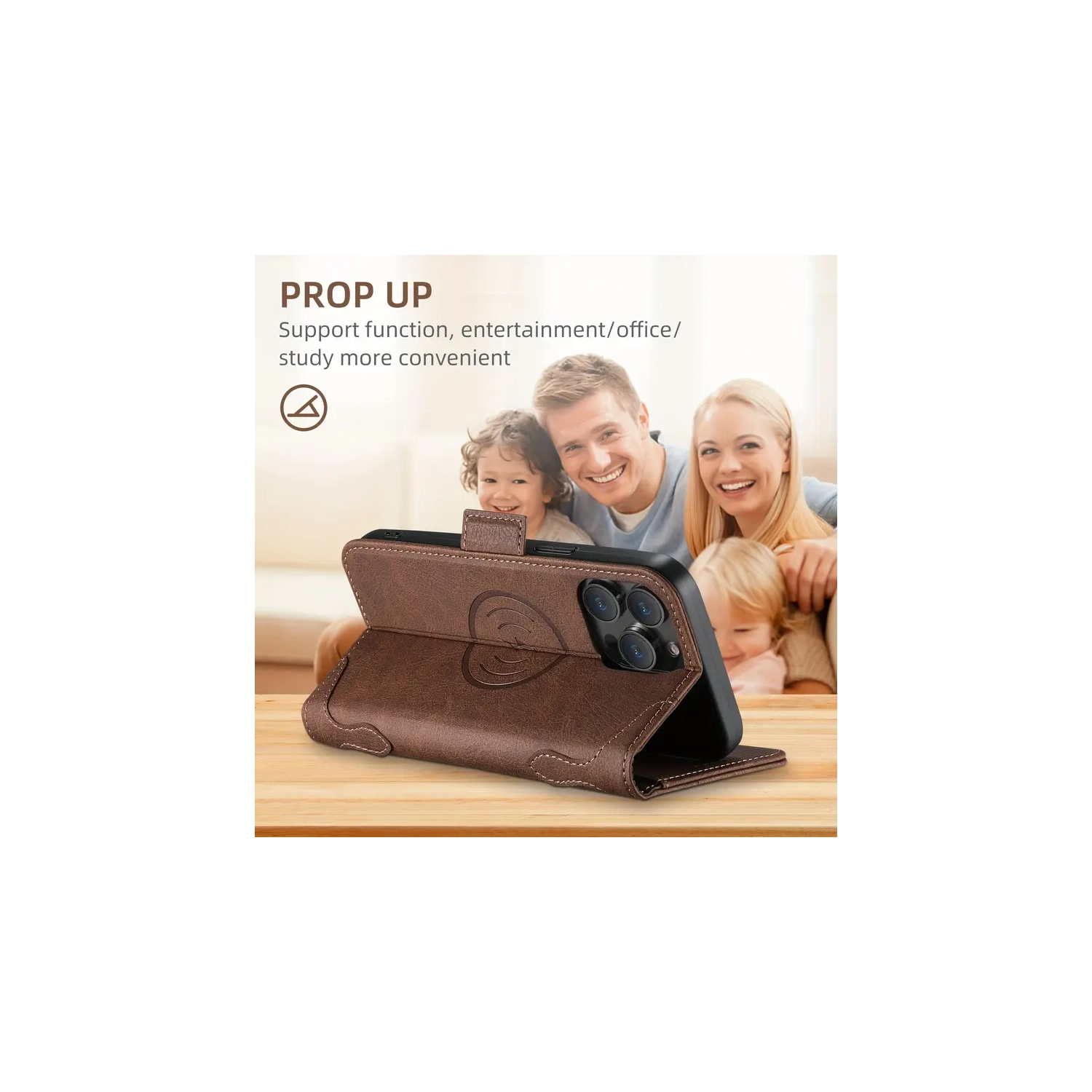 Étui-portefeuille MagSafe pour iPhone 17 Air 6,5&nbsp;po, étui téléphone en cuir PU magnétique sans fil compatible avec chargement magnétique sans