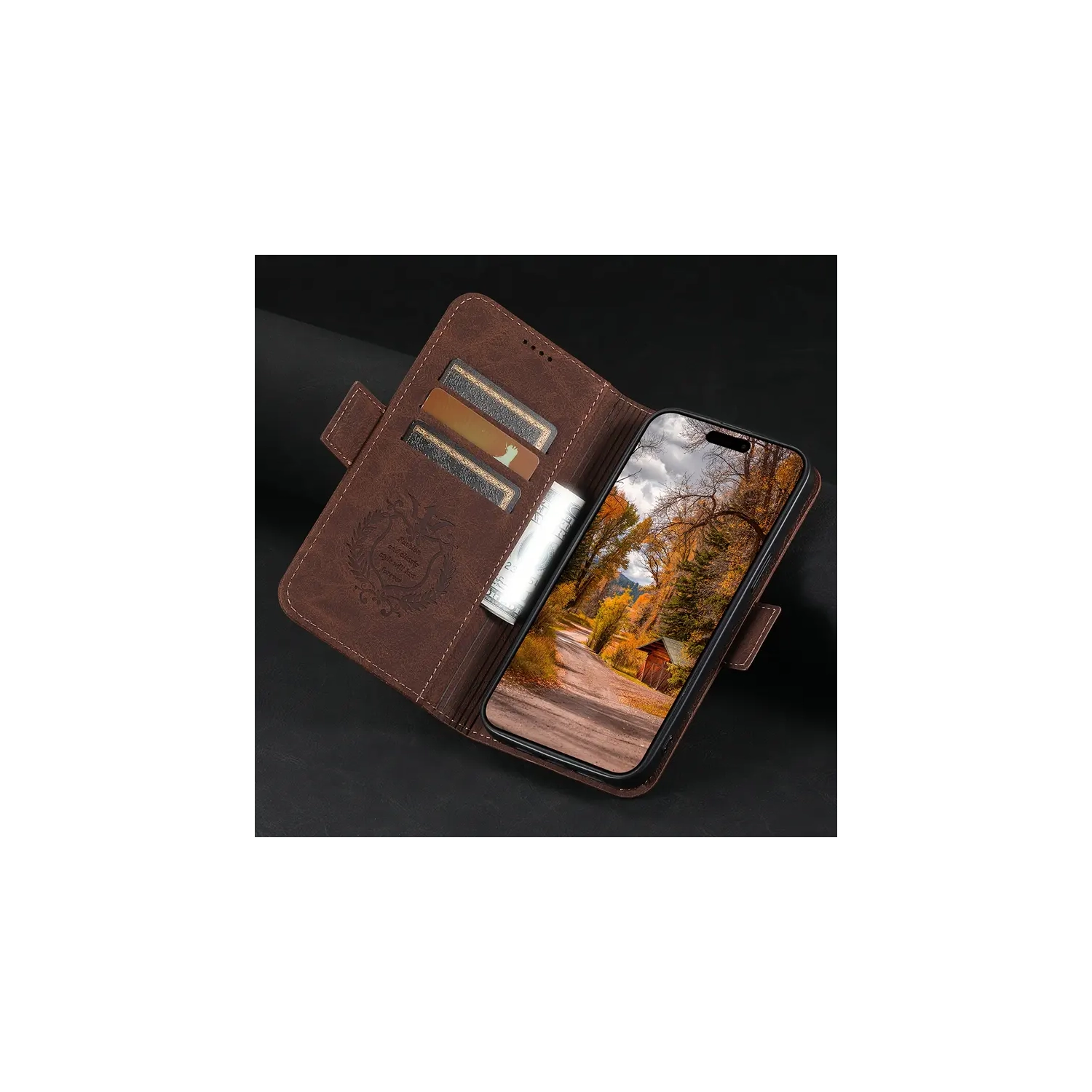 Étui-portefeuille MagSafe pour iPhone 17 Air 6,5&nbsp;po, étui téléphone en cuir PU magnétique sans fil compatible avec chargement magnétique sans