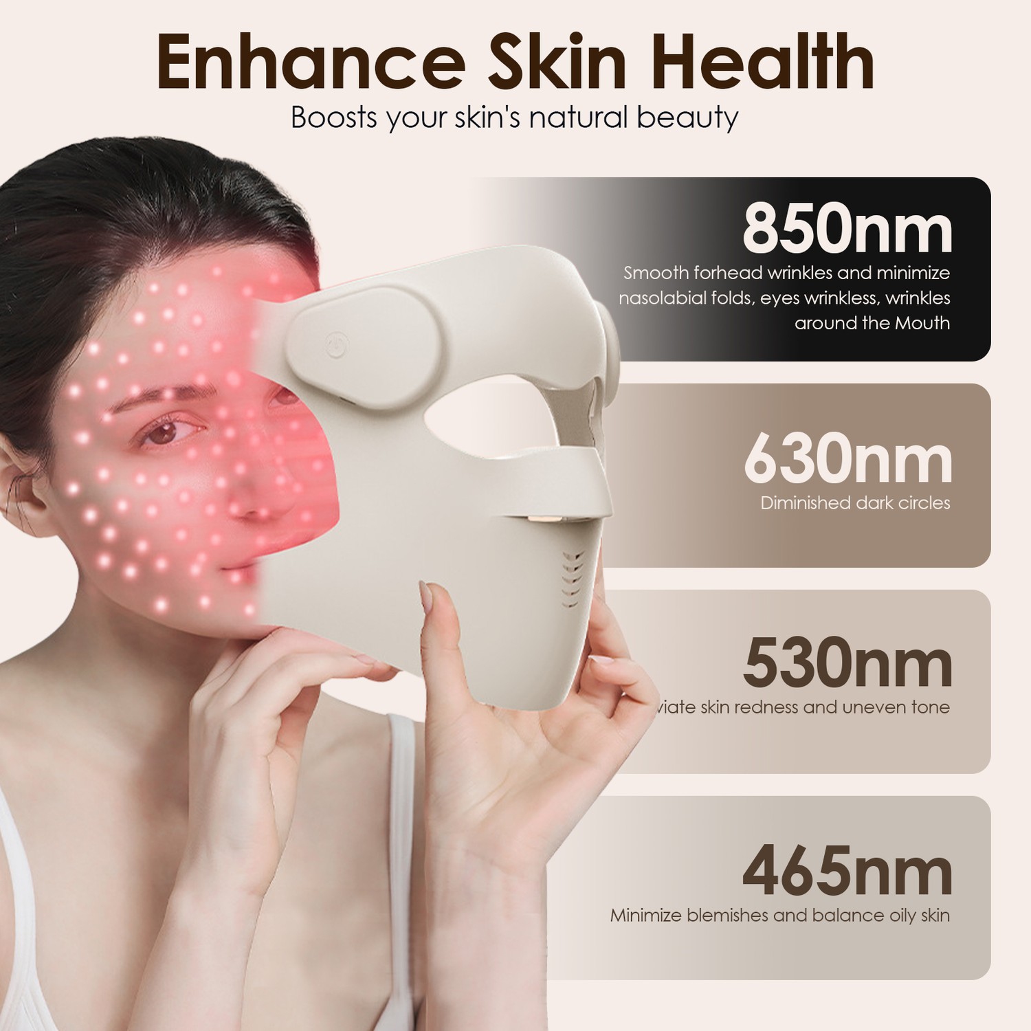 Red Light Therapy for Face,Wireless Led Light Therapy Face Mask,850nm Infrared & Red Light Facial Mask,Rechargeable Led Face Mask for Skin Care