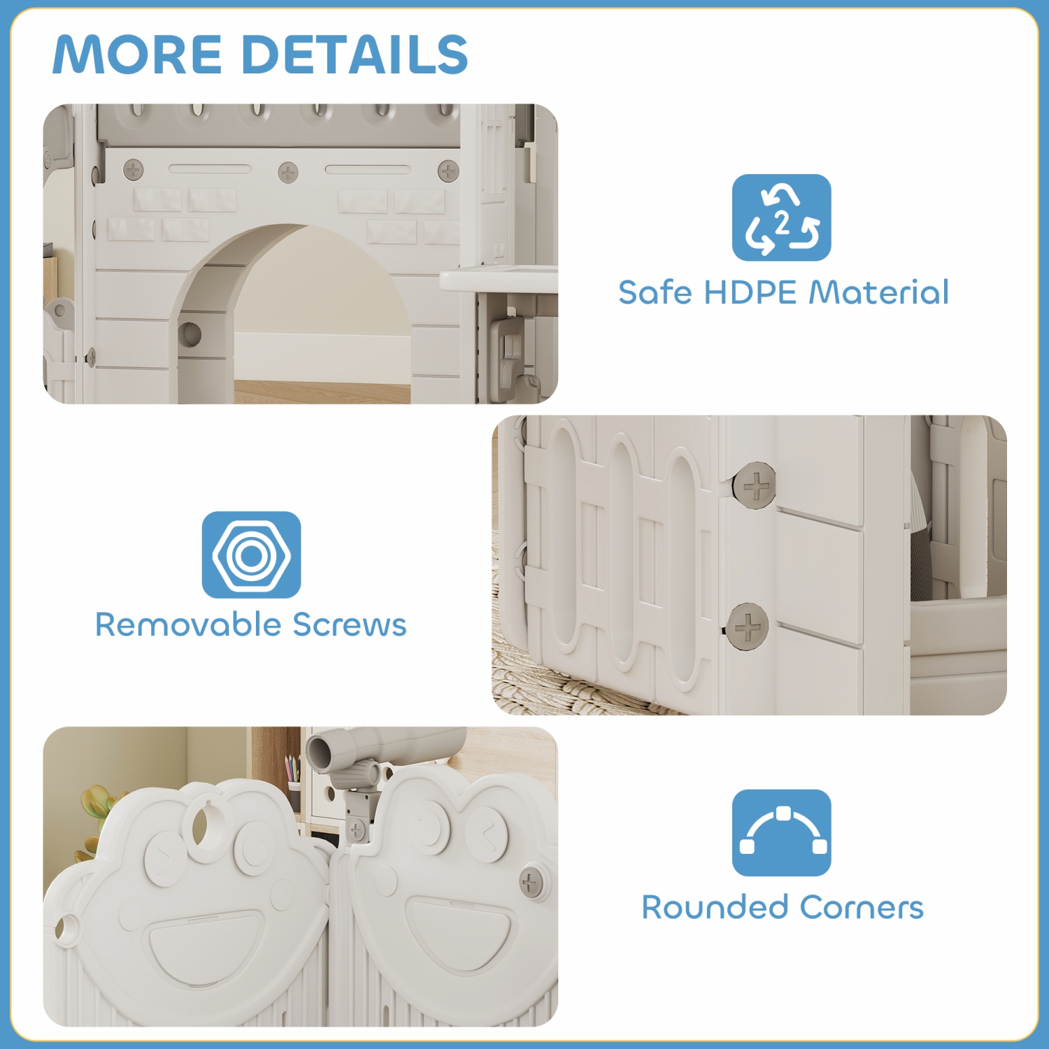 Qaba 7-in-1 Toddler Slide with Playhouse, Kids Slide Climber Playset with Basketball Hoop and Tunnel for Age 1-4 Years Indoor Play, Grey