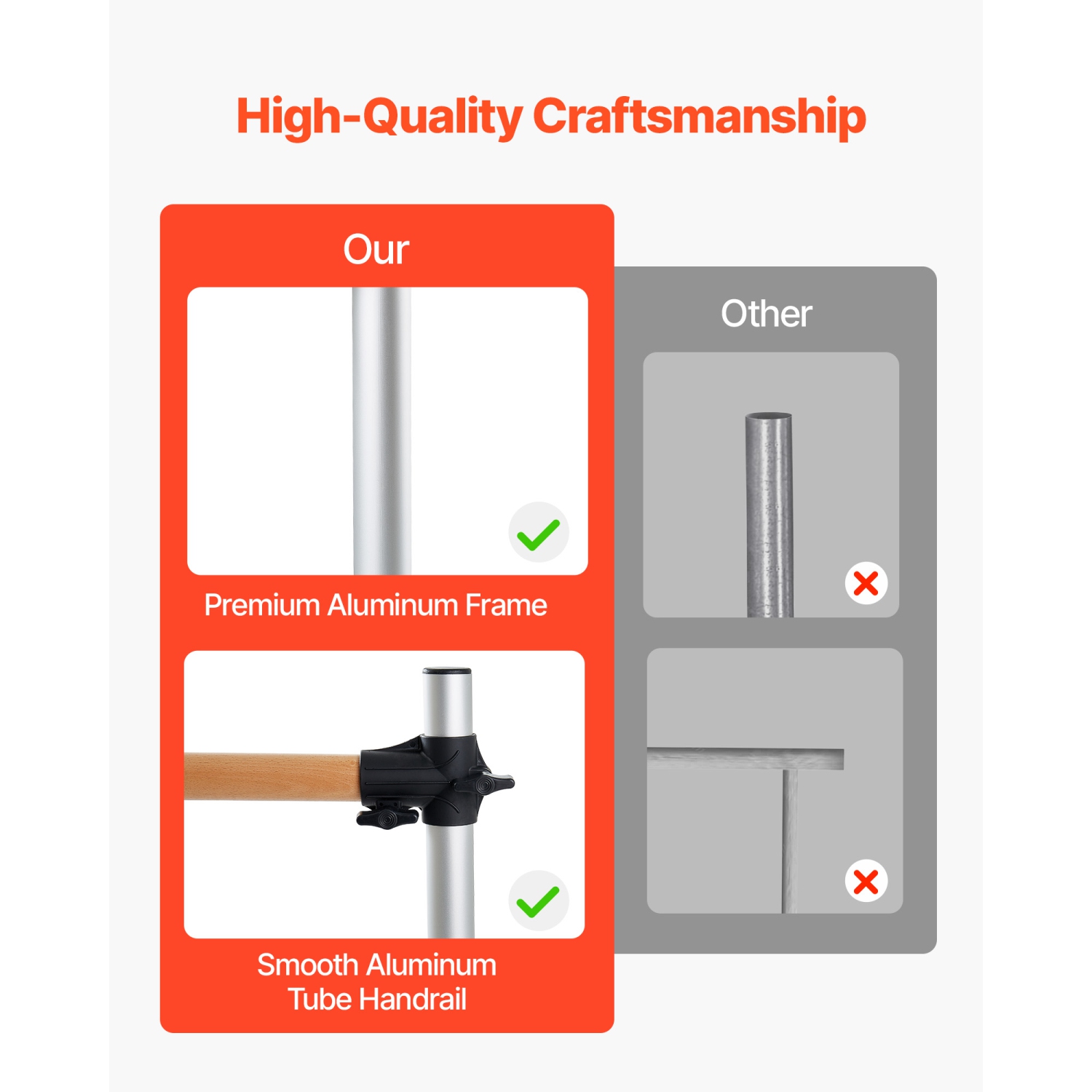 VEVOR 6 Ft Ballet Barre,Double Beechwood Barre Bar, Freestanding Portable Ballet Stretching Dance Bars, Height Adjustable Anti-Wobble Fitness Gym