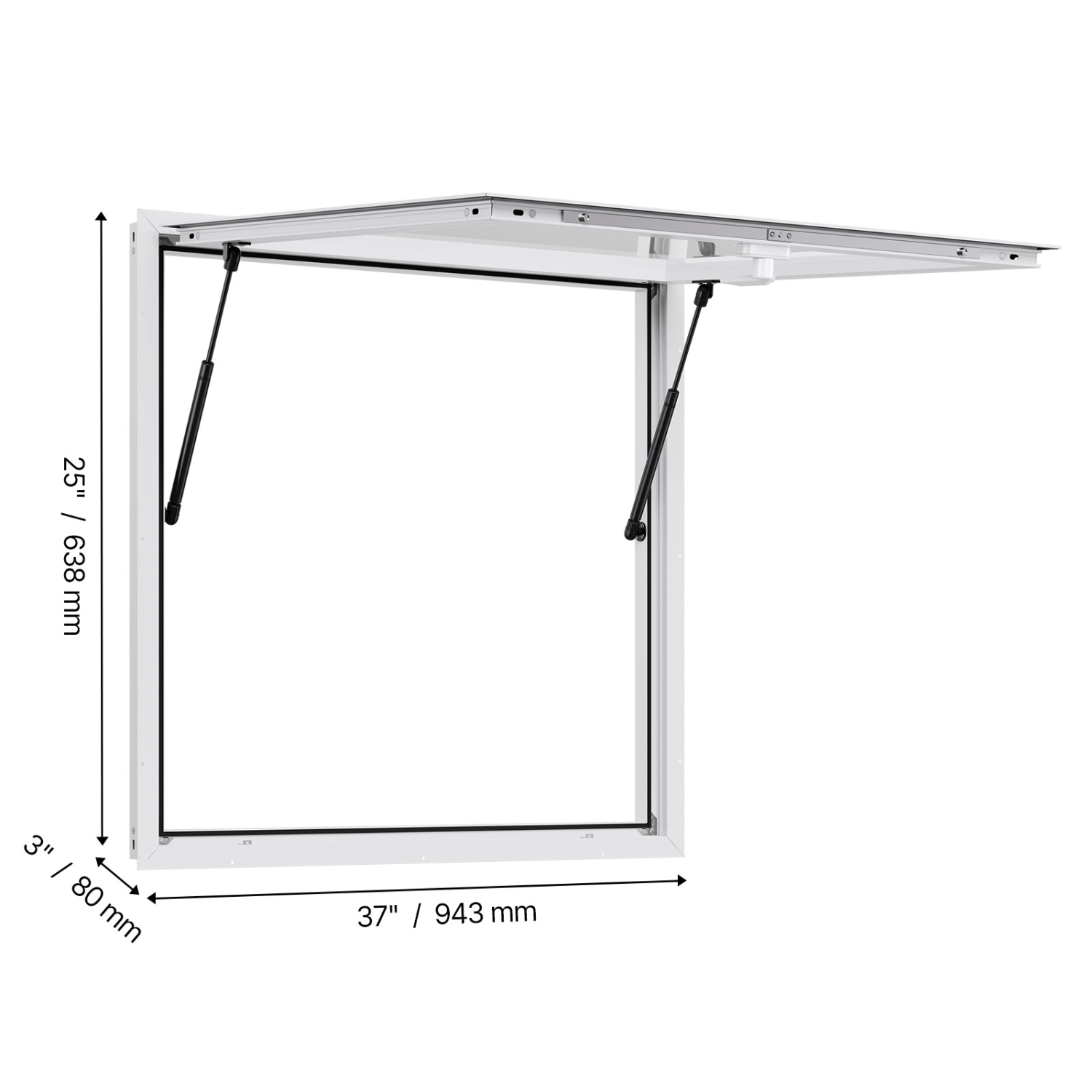 VEVOR 36x36 in Concession Window, Aluminum Alloy Frame Service Window for Food Truck, Up to 85 Degrees Stand Serving Window with Awning Door and Drag