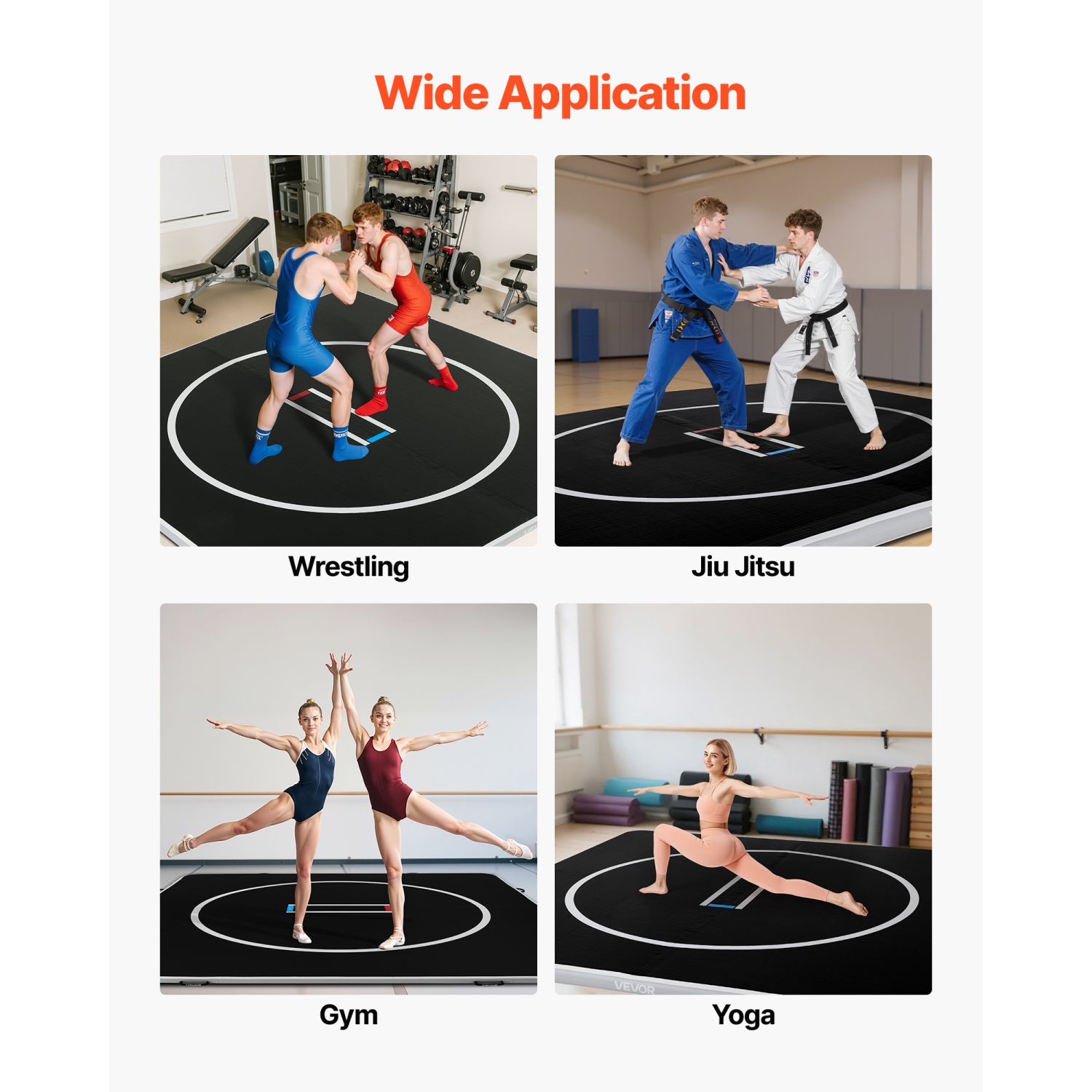 VEVOR 10x10 ft 600W Wrestling Mat Inflatable, Martial Arts Thick Mat for Home Gym Exercise, PVC Foldable Training Mats with Air Pump, for Gymnastics,
