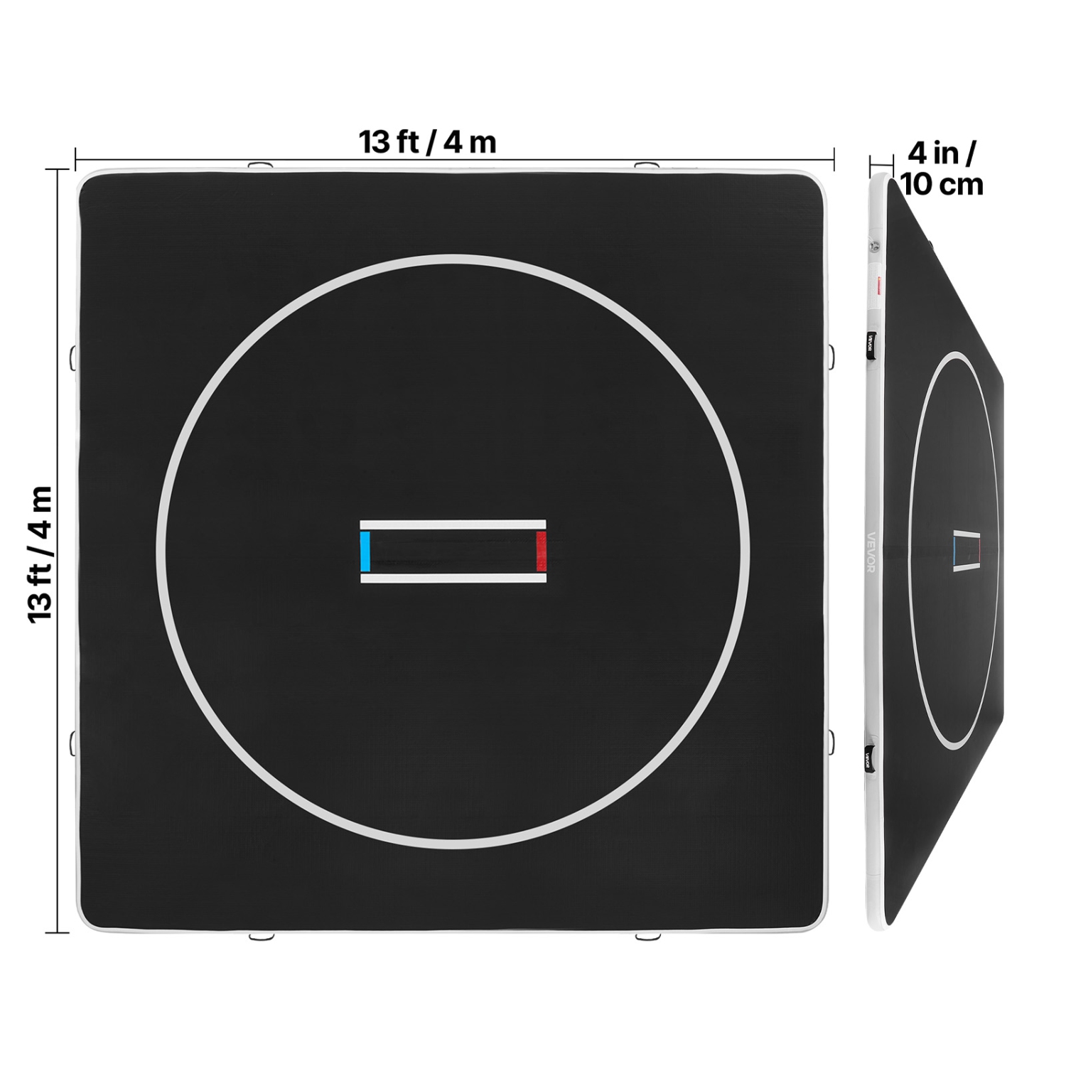 VEVOR 13x13 ft 600W Wrestling Mat Inflatable, Martial Arts Thick Mat for Home Gym Exercise, PVC Foldable Training Mats with Air Pump, for