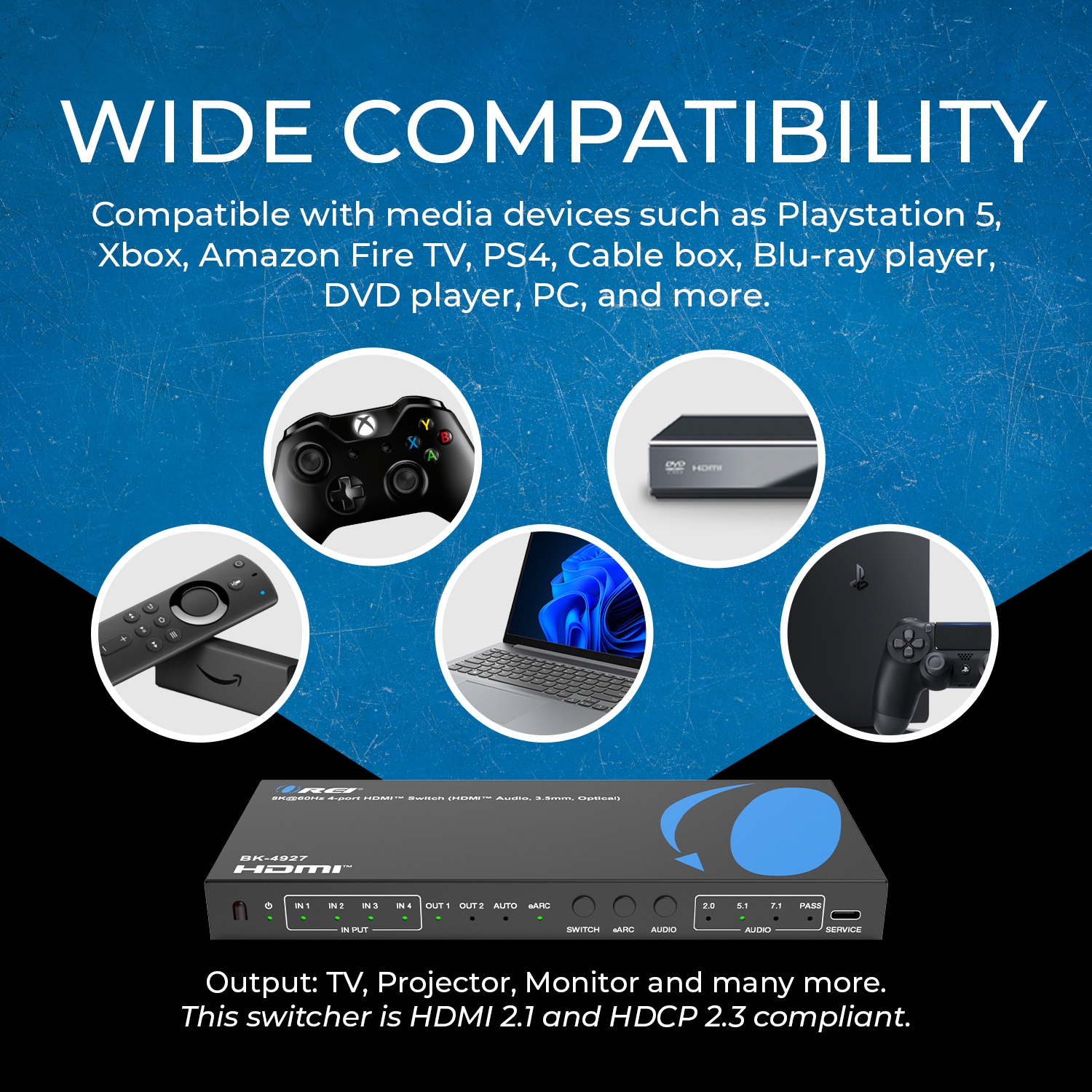 OREI 8K@60Hz 4-port HDMI™ Switch (BK-4927)