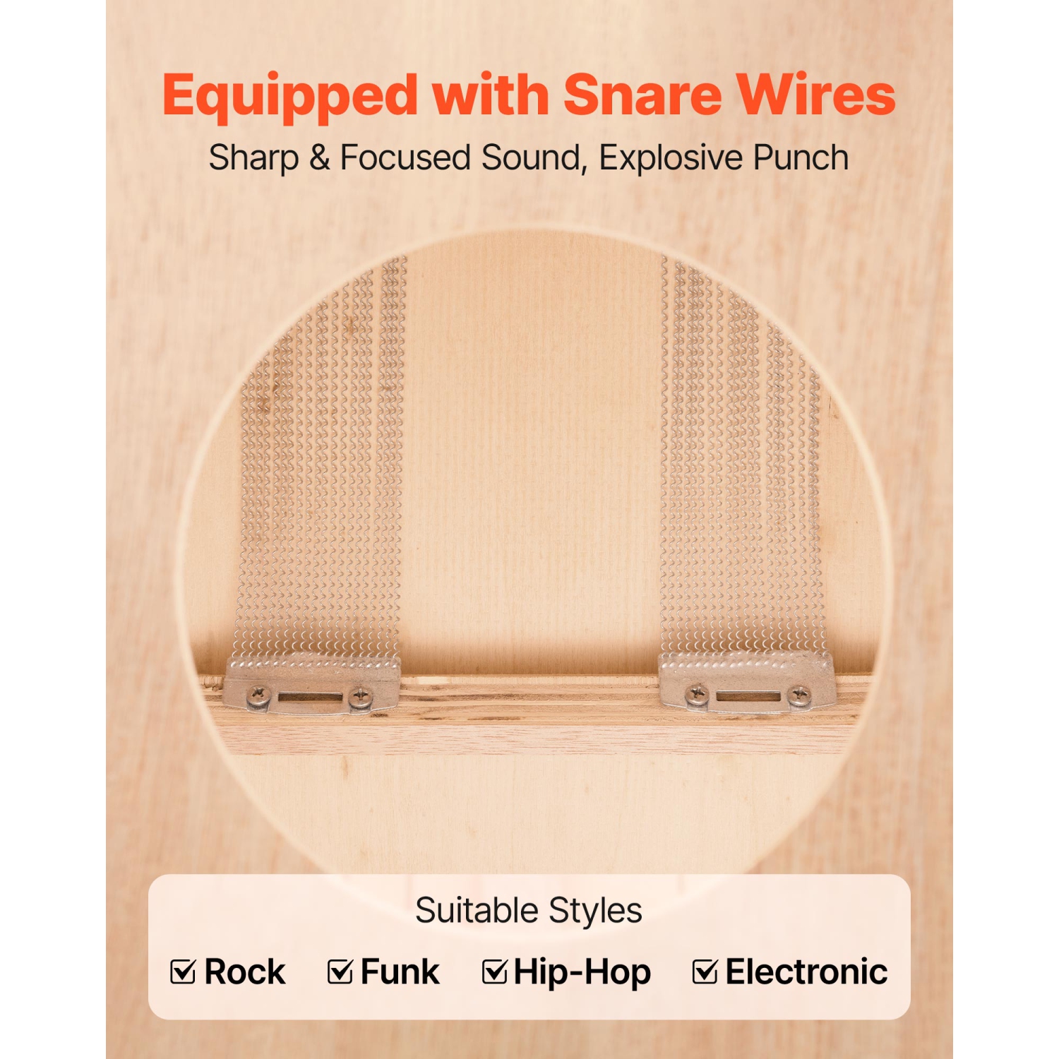 Grande boîte cajon 12 x 12 x 20&nbsp;po VEVOR, avec&nbsp;&nbsp;fils Snare internes,&nbsp;&nbsp;&nbsp;boîte à percussion en bois