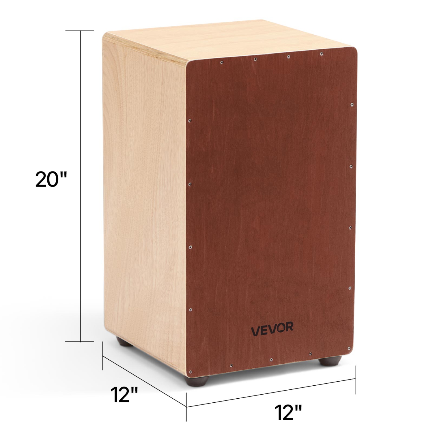 Grande boîte cajon 12 x 12 x 20&nbsp;po VEVOR, avec&nbsp;&nbsp;fils Snare internes,&nbsp;&nbsp;&nbsp;boîte à percussion en bois