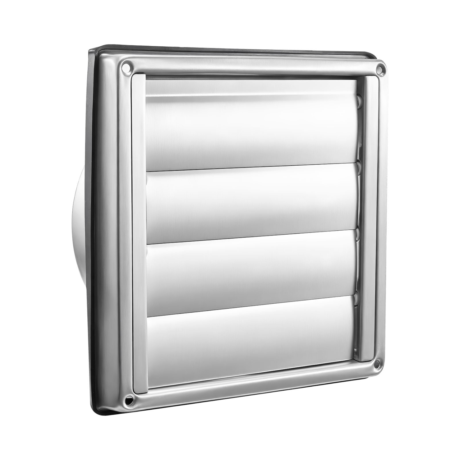 VEVOR 4 inch Wall Vent Cover,(1 Pack, Silver), Louvered Square AC Vent Gable Cover, Premium Stainless Steel & with Noise Reducing Rubber Gasket, for