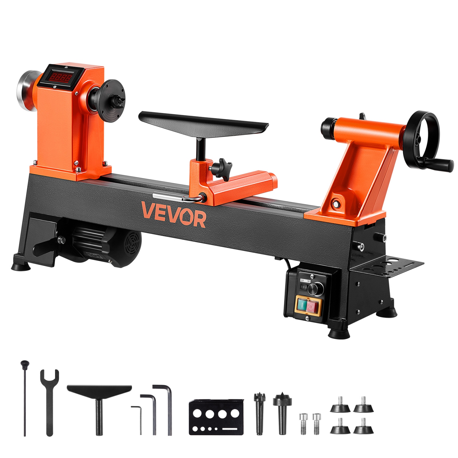 Tour d'établi VEVOR 1&nbsp;HP de 12 x 18&nbsp;po, Lathe à bois de table de travail avec vitesse variable de 0 à 3800&nbsp;tr/min, moteur c.c. sans