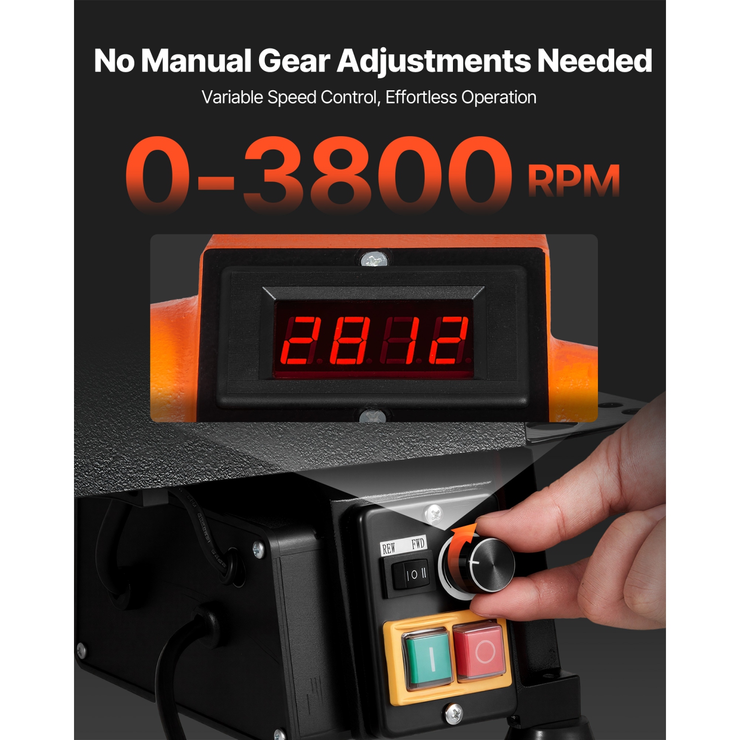 Tour d'établi VEVOR 1 HP de 12 x 18 po, Lathe à bois de table de travail avec vitesse variable de 0 à 3800 tr/min, moteur c.c. sans