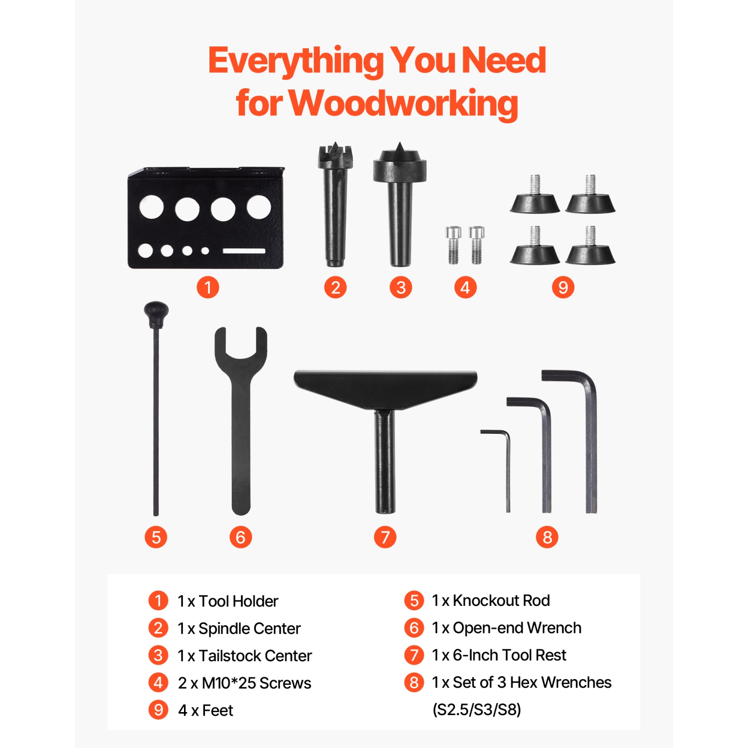 Tour d'établi VEVOR 1 HP de 12 x 18 po, Lathe à bois de table de travail avec vitesse variable de 0 à 3800 tr/min, moteur c.c. sans