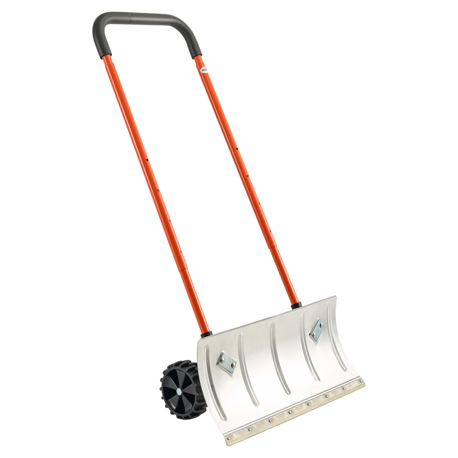 VEVOR 24 in Snow Pusher Shovel with Wheels, Wheeled Snowplow Shovel with Bi-Directional Angled Blade & 90 Degree Adjustable Handle, Metal Winter