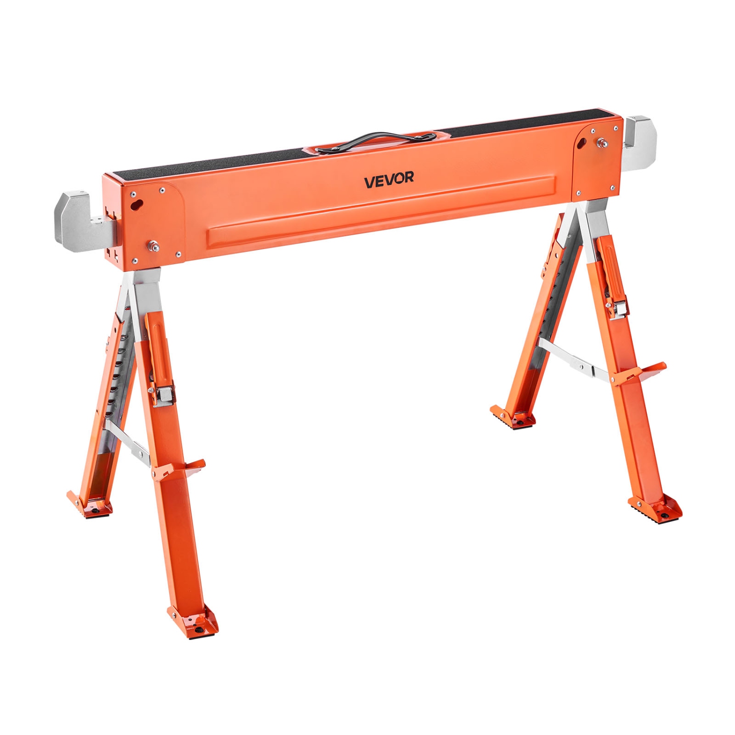 VEVOR 1800 lbs Load Capacity Saw Horses,2 Pack Folding Work Horses, Sawhorse with Heavy Duty Legs,Adjustable Height Saw Horse with Non-Slip Foot