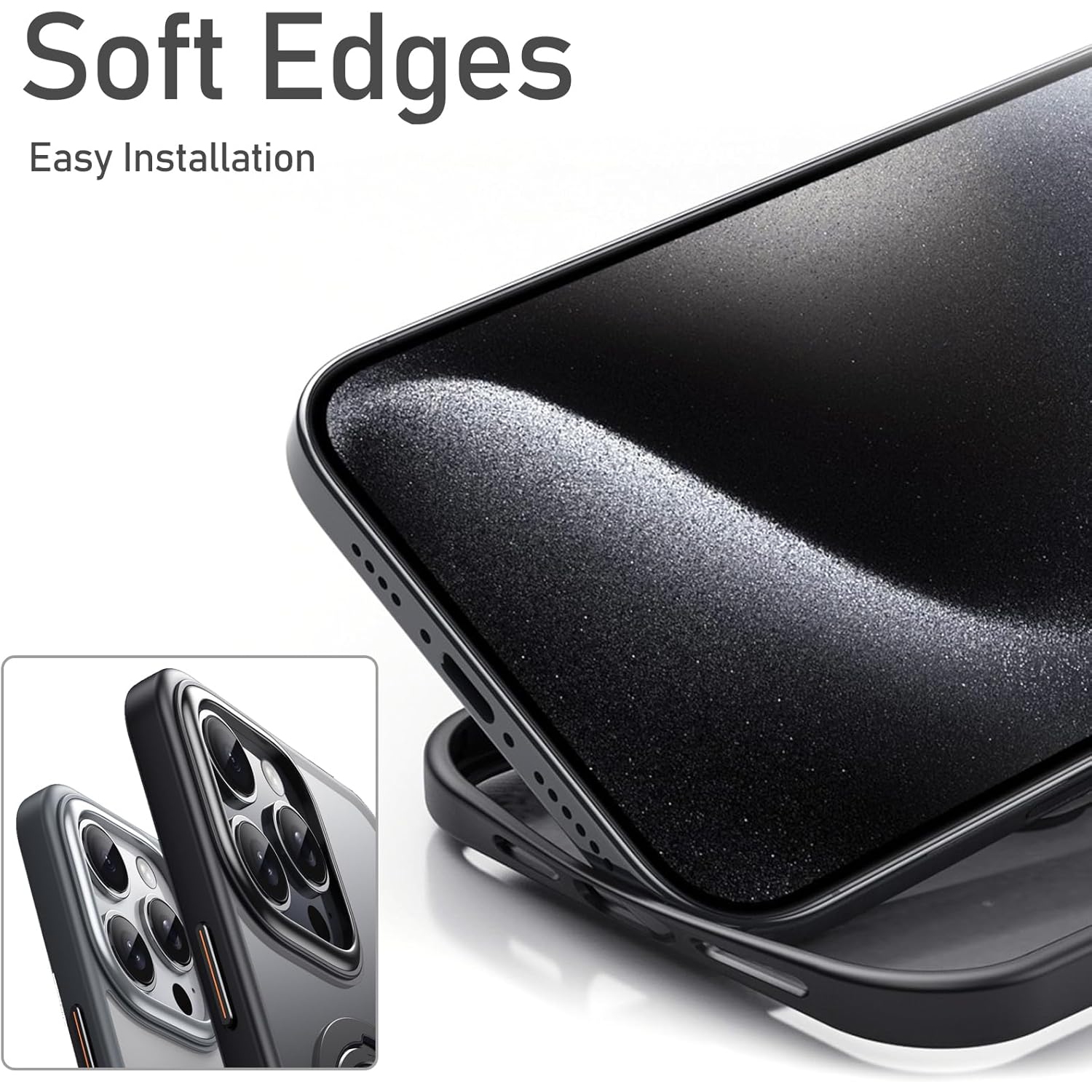 Applicable à l'étui pour téléphone mobile iPhone15pro 360 Support magnétique à deux anneaux MagSafe Étui pour téléphone mobile Apple anti-chute - noir