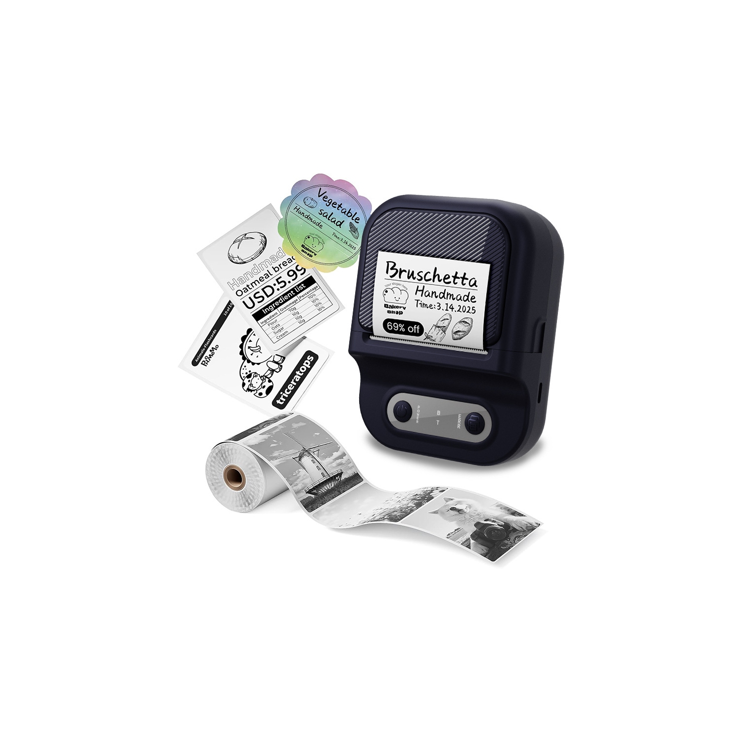 Home smart label printer, portable price label machine, name sticker, notebook storage sticker printing