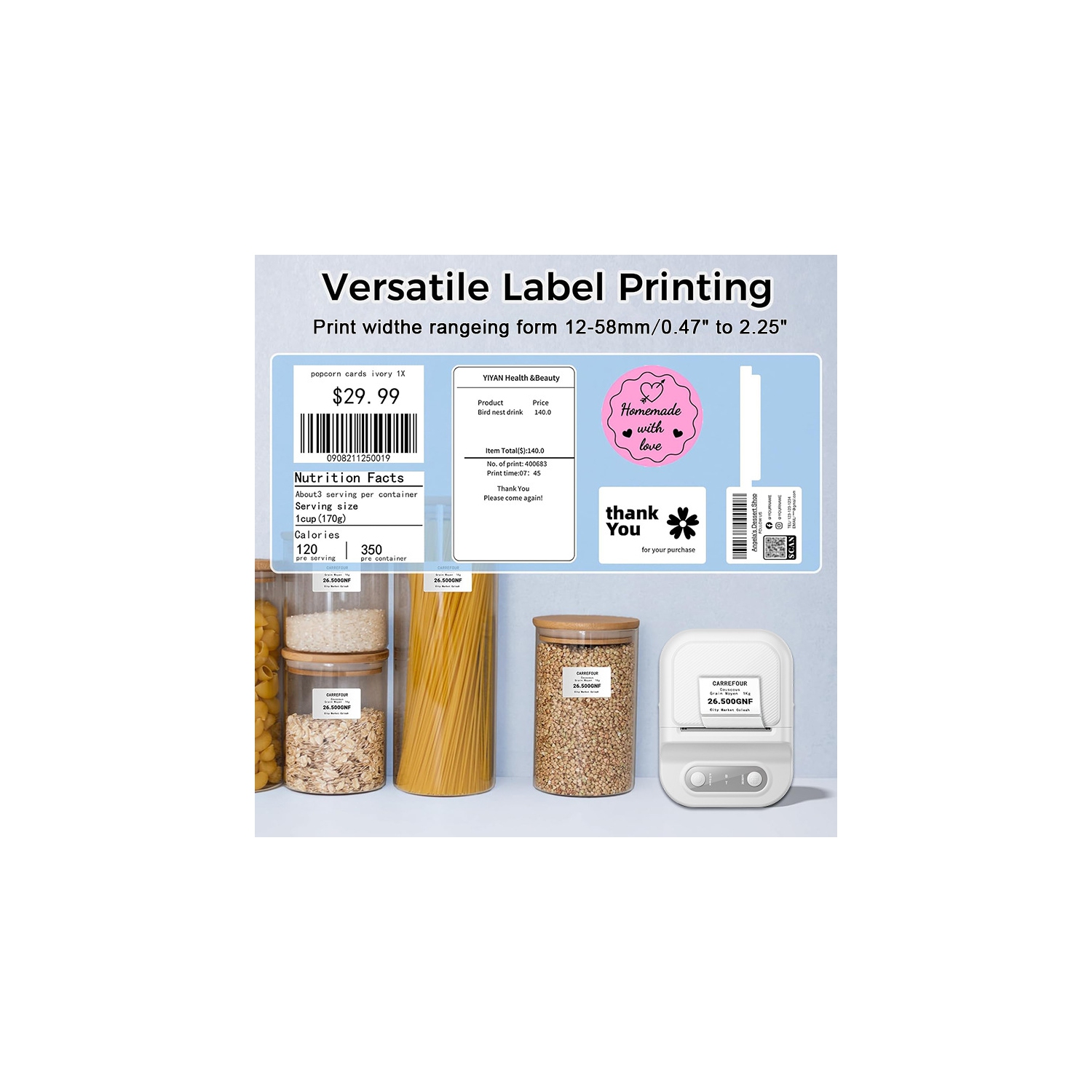 Home smart label printer, portable price label machine, name sticker, notebook storage sticker printing