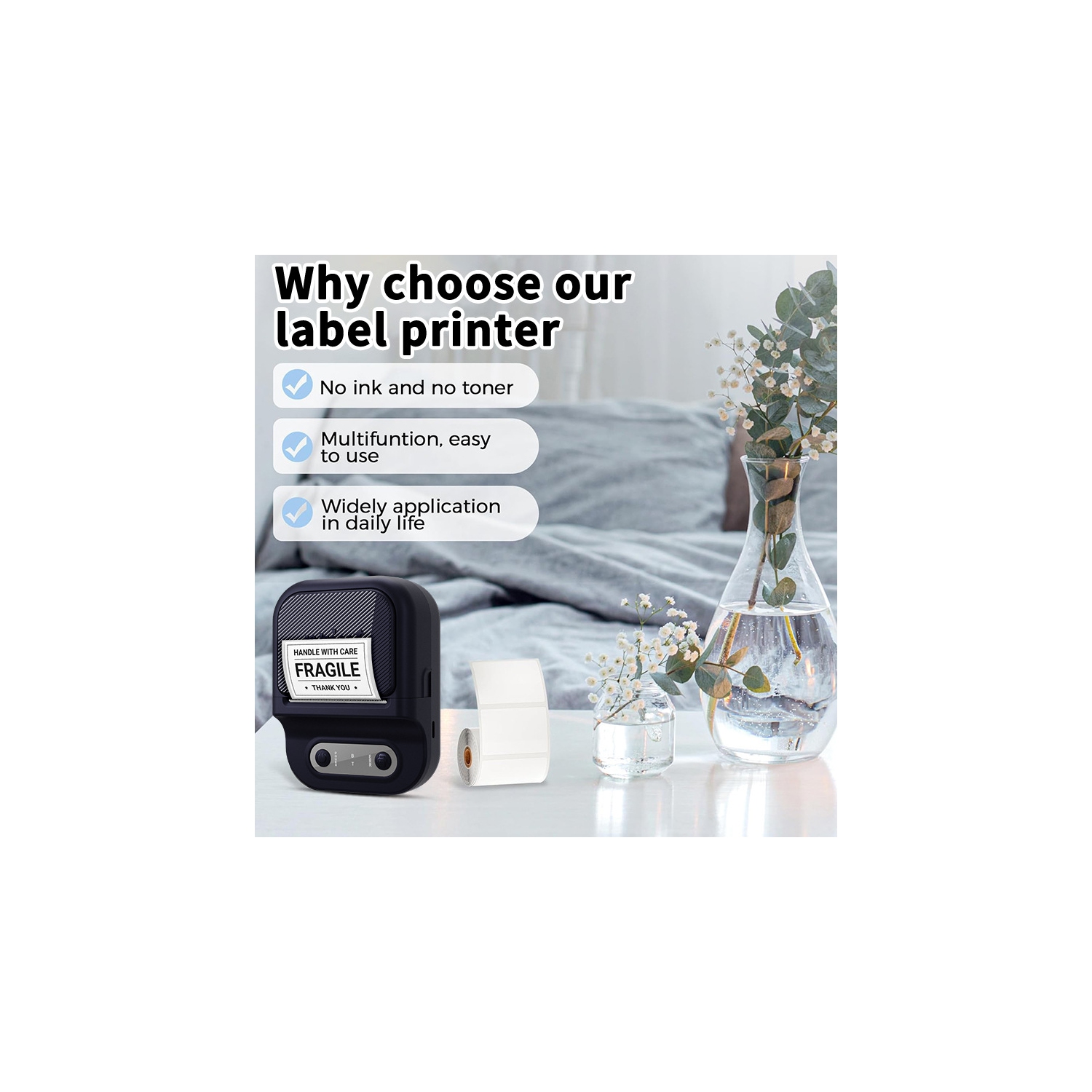 Home smart label printer, portable price label machine, name sticker, notebook storage sticker printing