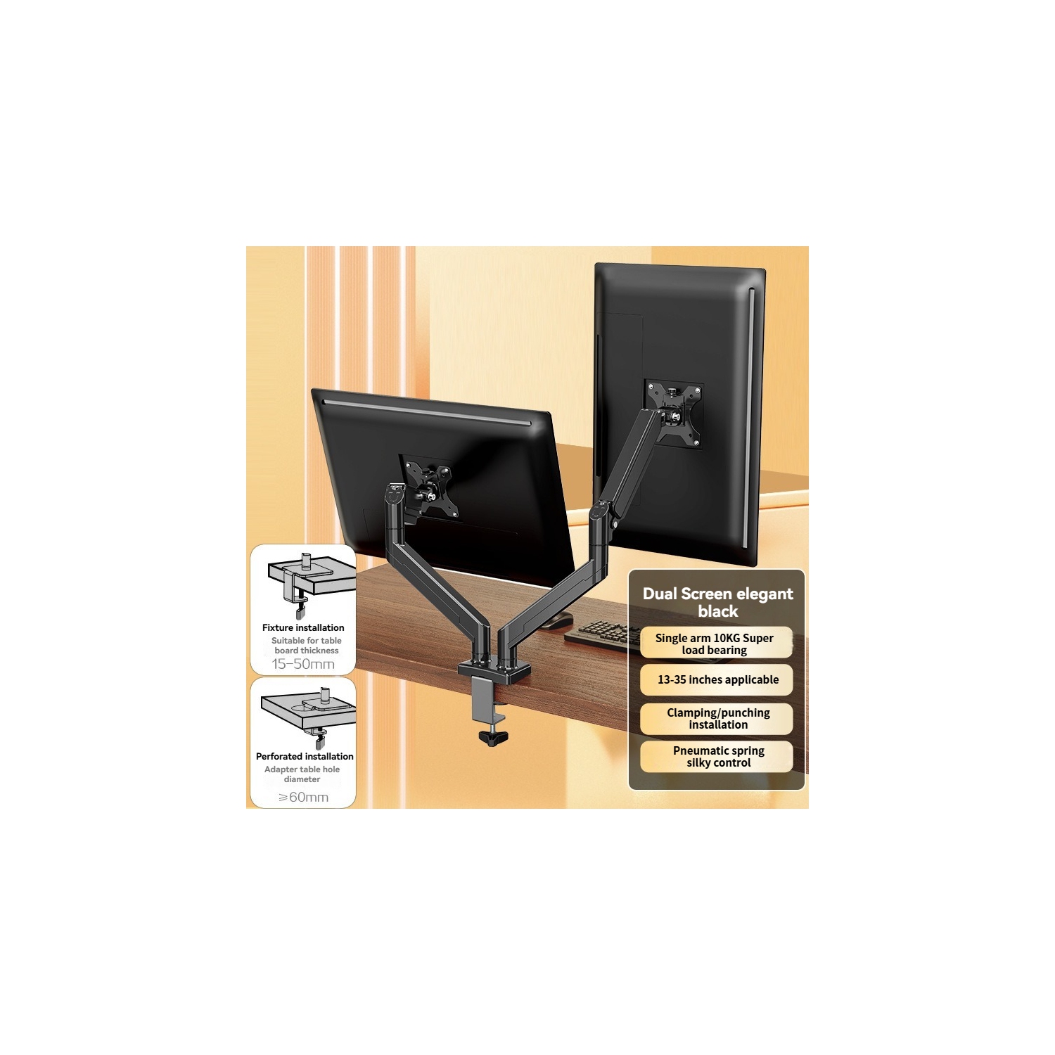 Le support universel pour écran d'ordinateur de bureau à bras double prend en charge le support de fixation mécanique en porte-à-faux à base de