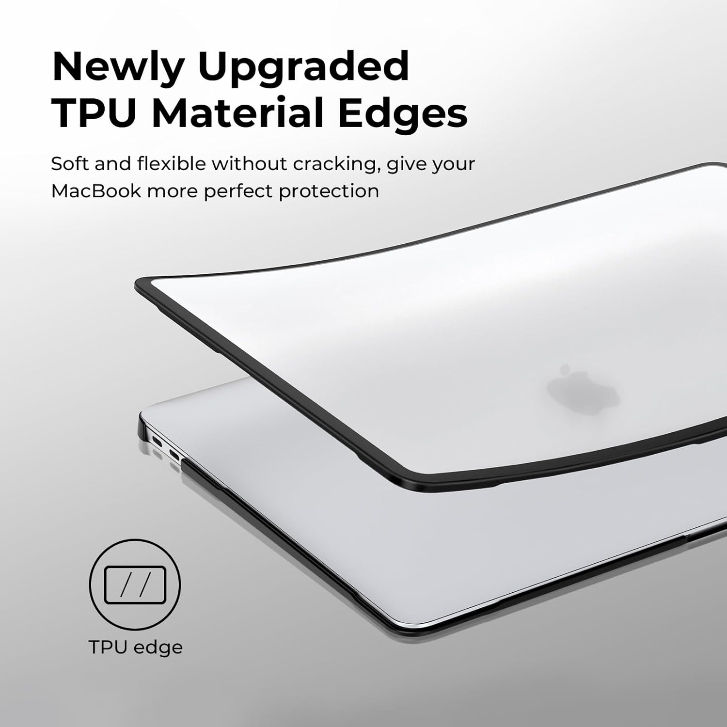 Convient pour MacBook Air 13,6 A2681 A3113 A3240 Étui protecteur pour ordinateur portable Apple Étui givré - TPU bord gris + PC transparent