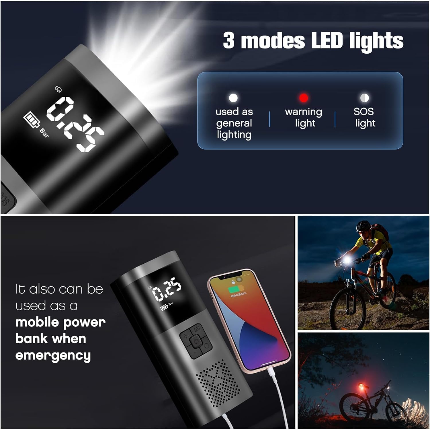 6000mAh Portable Air Compressor Cordless Tire Inflator