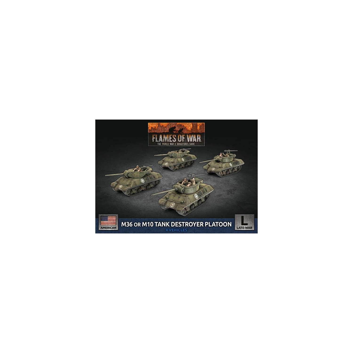 Flames of War American M36 (90mm) Tank Destroyer Platoon (x4 Plastic)