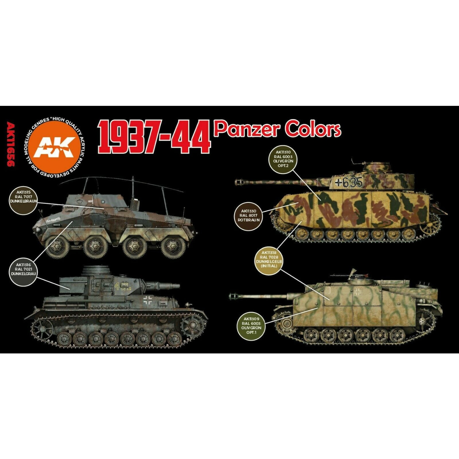AK Interactive 3G German War Colors 37-44 New