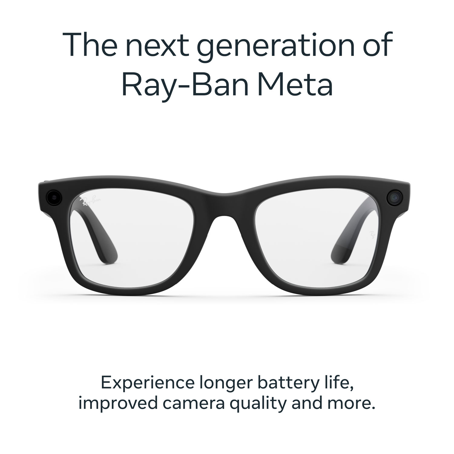 Ray-Ban | Meta Wayfarer Glasses with AI, Photo, Video, Audio & Messaging - Matte Black/Clear