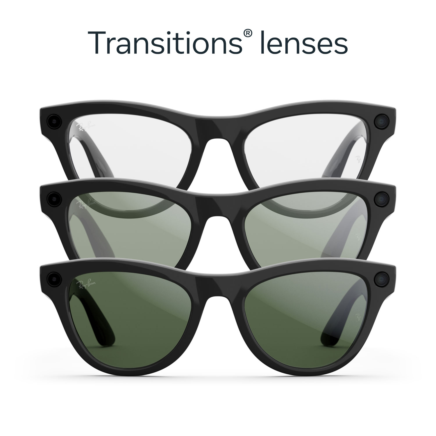 Lunettes Skyler de Ray-Ban | Meta avec IA, photo, vidéo, audio et messagerie - Noir brillant/Transitions vert graphite