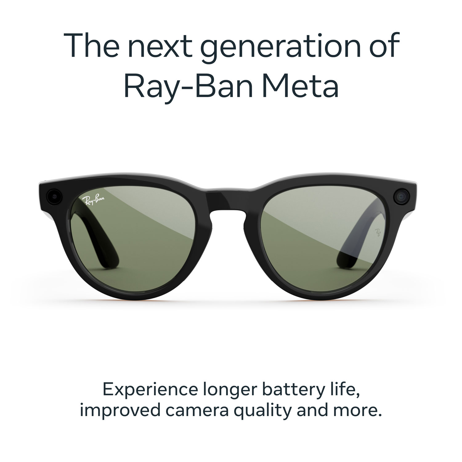 Lunettes Headliner de Ray-Ban | Meta avec IA, photo, vidéo, audio et messagerie - Noir brillant/Vert G-15 - Pont ordinaire