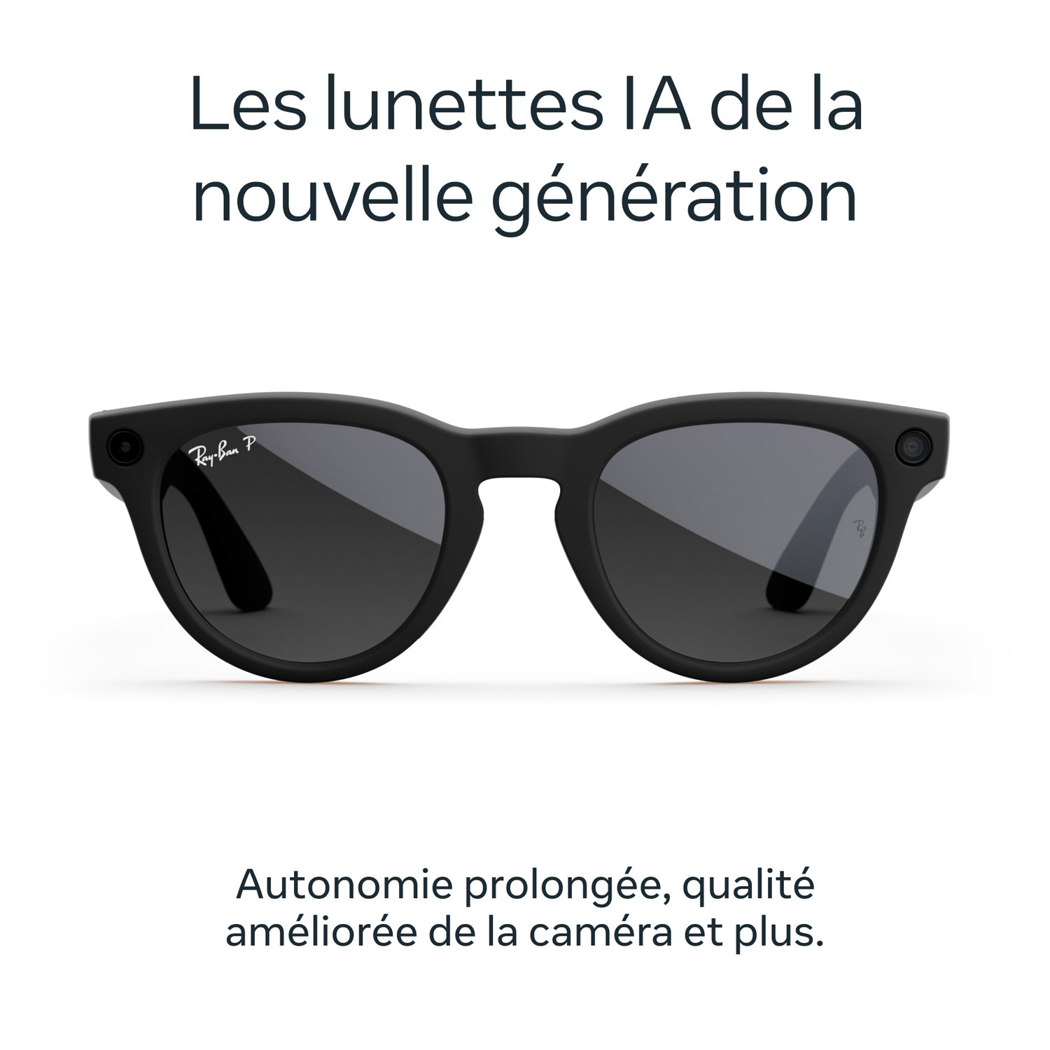 Lunettes Headliner de Ray-Ban | Meta avec IA, photo, vidéo, audio et messagerie - Noir mat/Graphite dégradé polarisé - Pont ordinaire