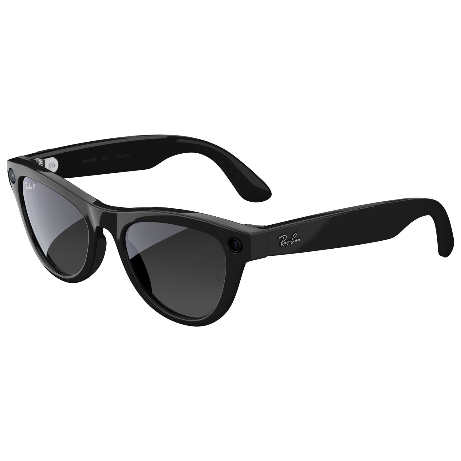 Lunettes Skyler de Ray-Ban | Meta avec IA, photo, vidéo, audio et messagerie - Noir brillant/Verres polarisés graphite dégradé