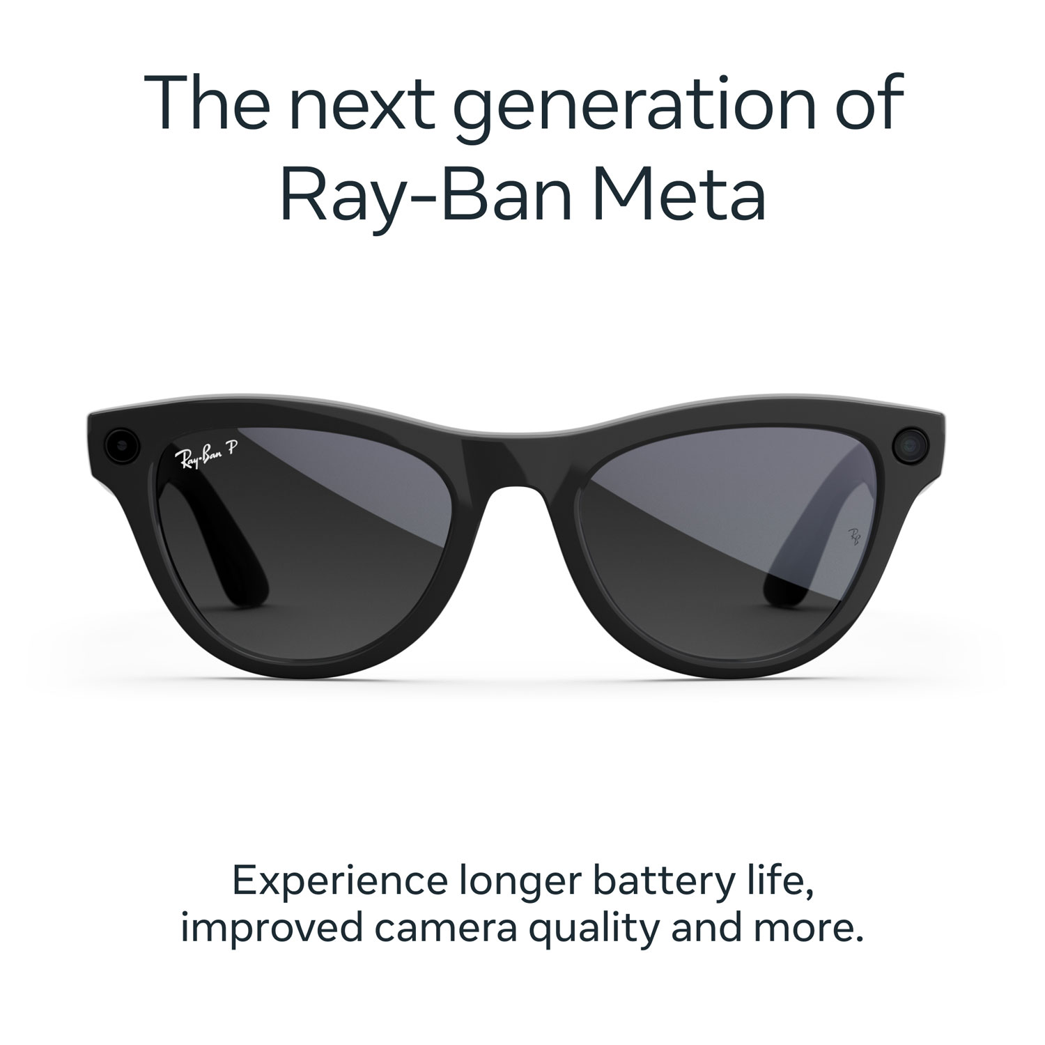 Lunettes Skyler de Ray-Ban | Meta avec IA, photo, vidéo, audio et messagerie - Noir brillant/Verres polarisés graphite dégradé