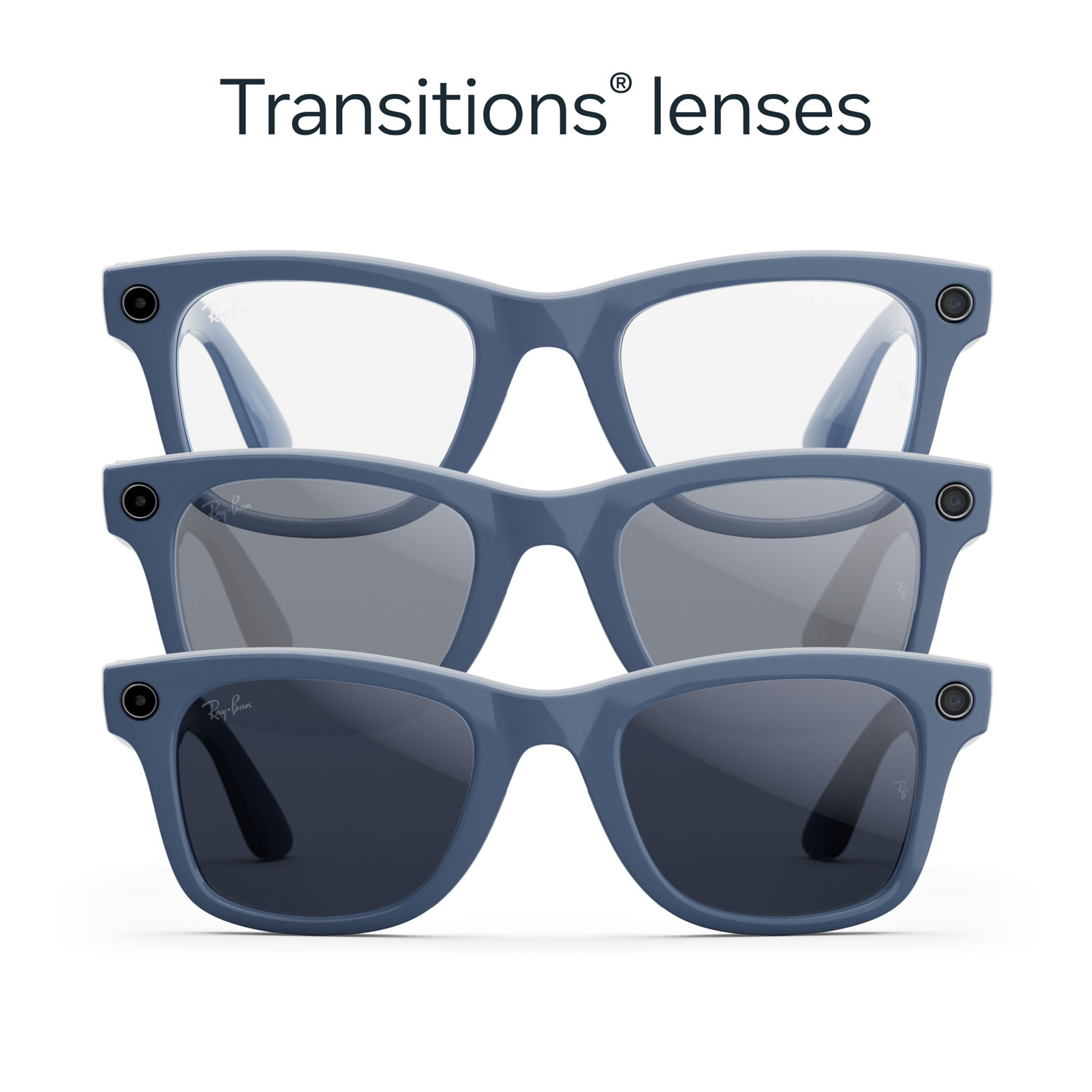 Ray-Ban | Meta Wayfarer Glasses with AI, Photo, Video, Audio & Messaging - Shiny Cosmic Blue/Transitions Sapphire - Large