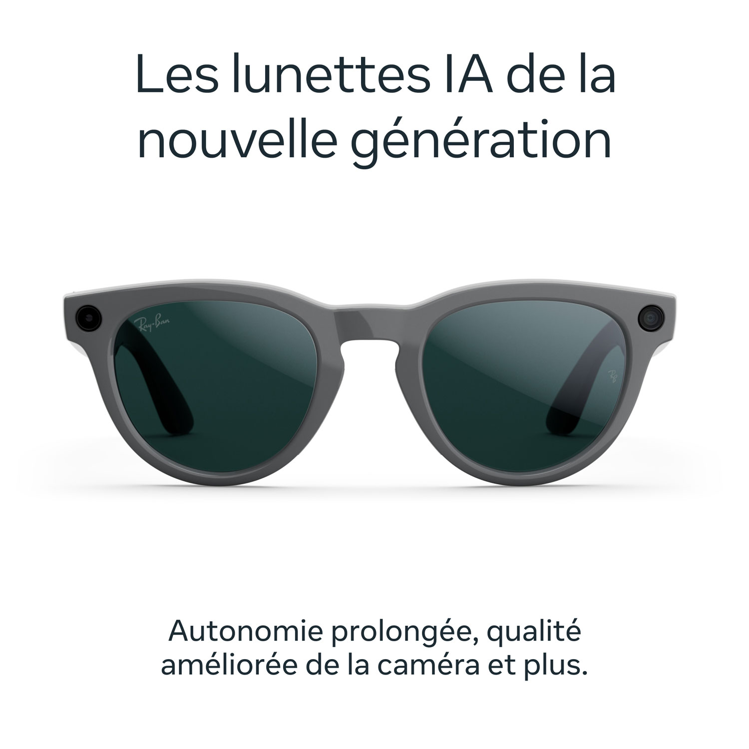 Lunettes Headliner de Ray-Ban | Meta avec IA, photo, vidéo, audio et messagerie - Gris astéroïde brillant/Transitions émeraude