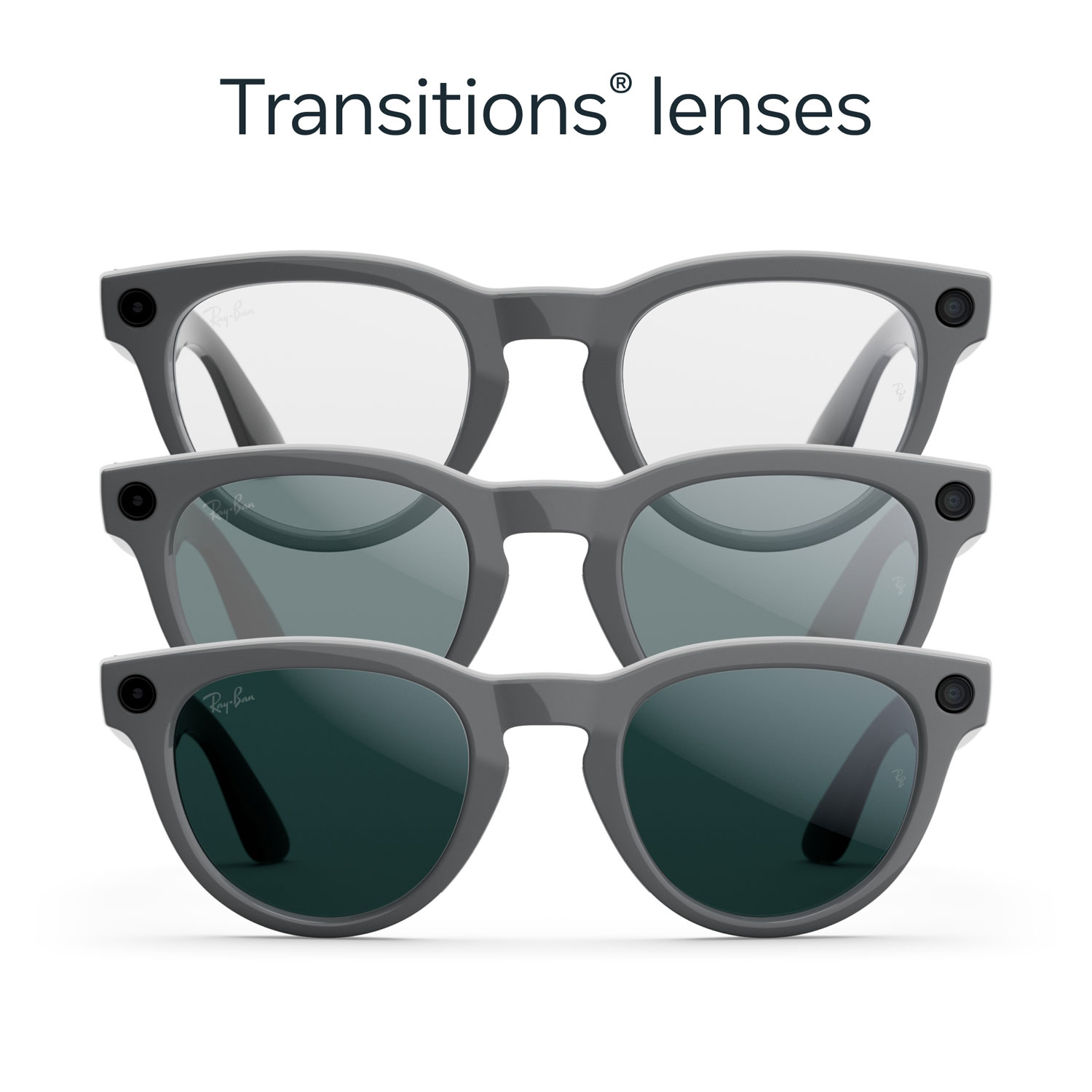 Lunettes Headliner de Ray-Ban | Meta avec IA, photo, vidéo, audio et messagerie - Gris astéroïde brillant/Transitions émeraude