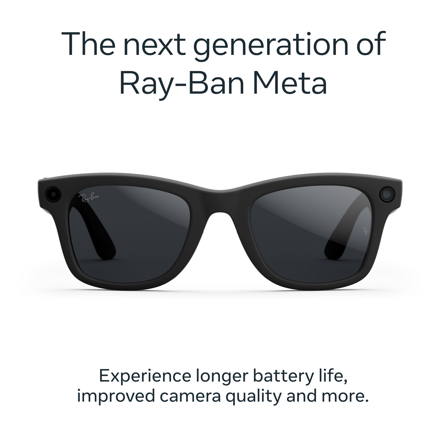 Lunettes Wayfarer de Ray-Ban | Meta avec IA, photo, vidéo, audio et messagerie - Noir mat/Transitions gris