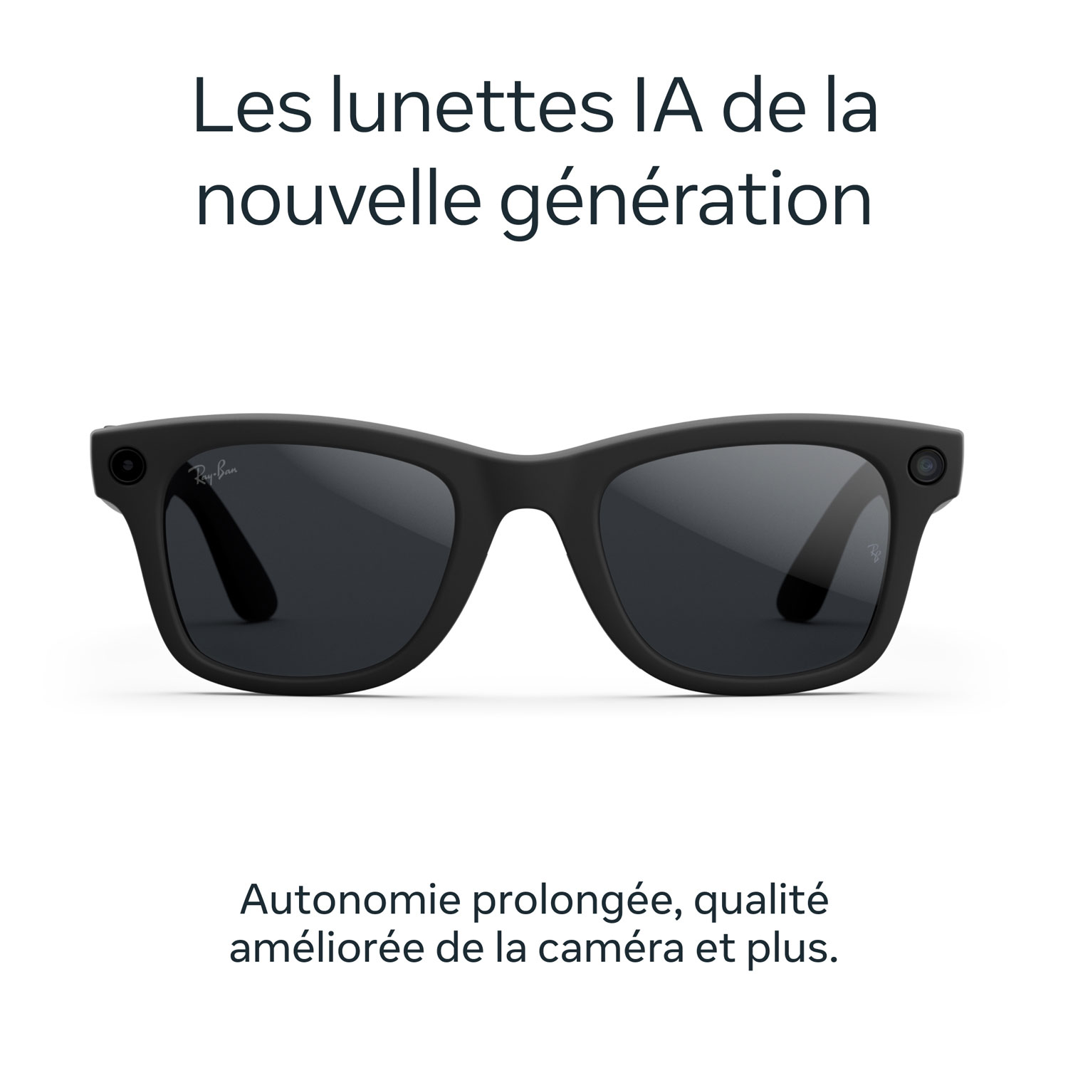Lunettes Wayfarer de Ray-Ban | Meta avec IA, photo, vidéo, audio et messagerie - Noir mat/Transitions gris
