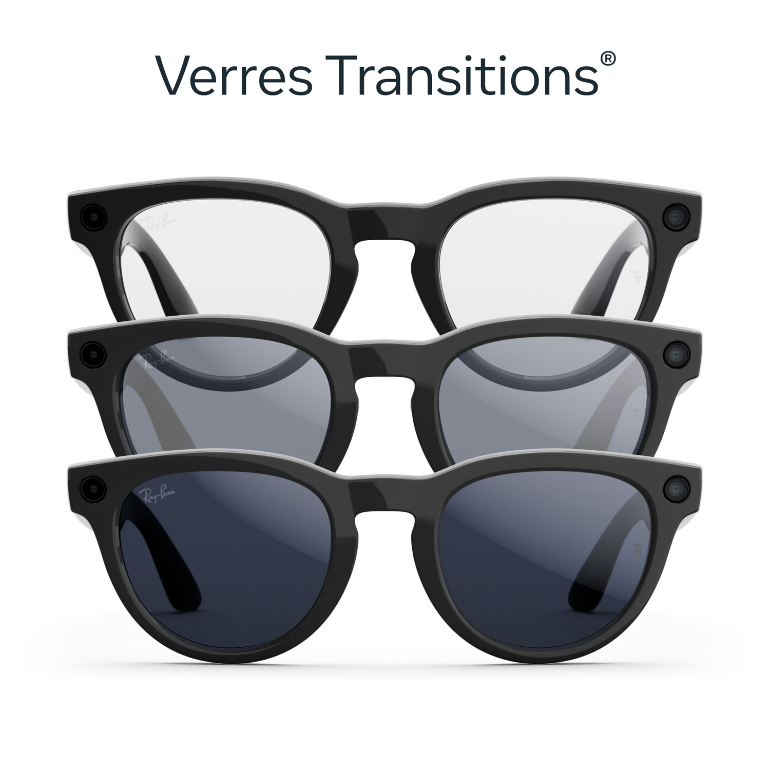 Lunettes Headliner de Ray-Ban | Meta avec IA, photo, vidéo, audio et messagerie - Noir brillant/Transitions saphir