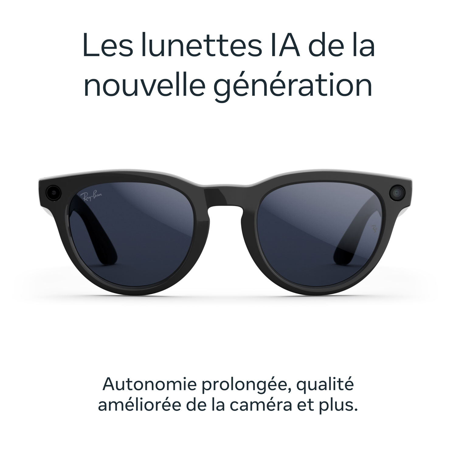 Lunettes Headliner de Ray-Ban | Meta avec IA, photo, vidéo, audio et messagerie - Noir brillant/Transitions saphir