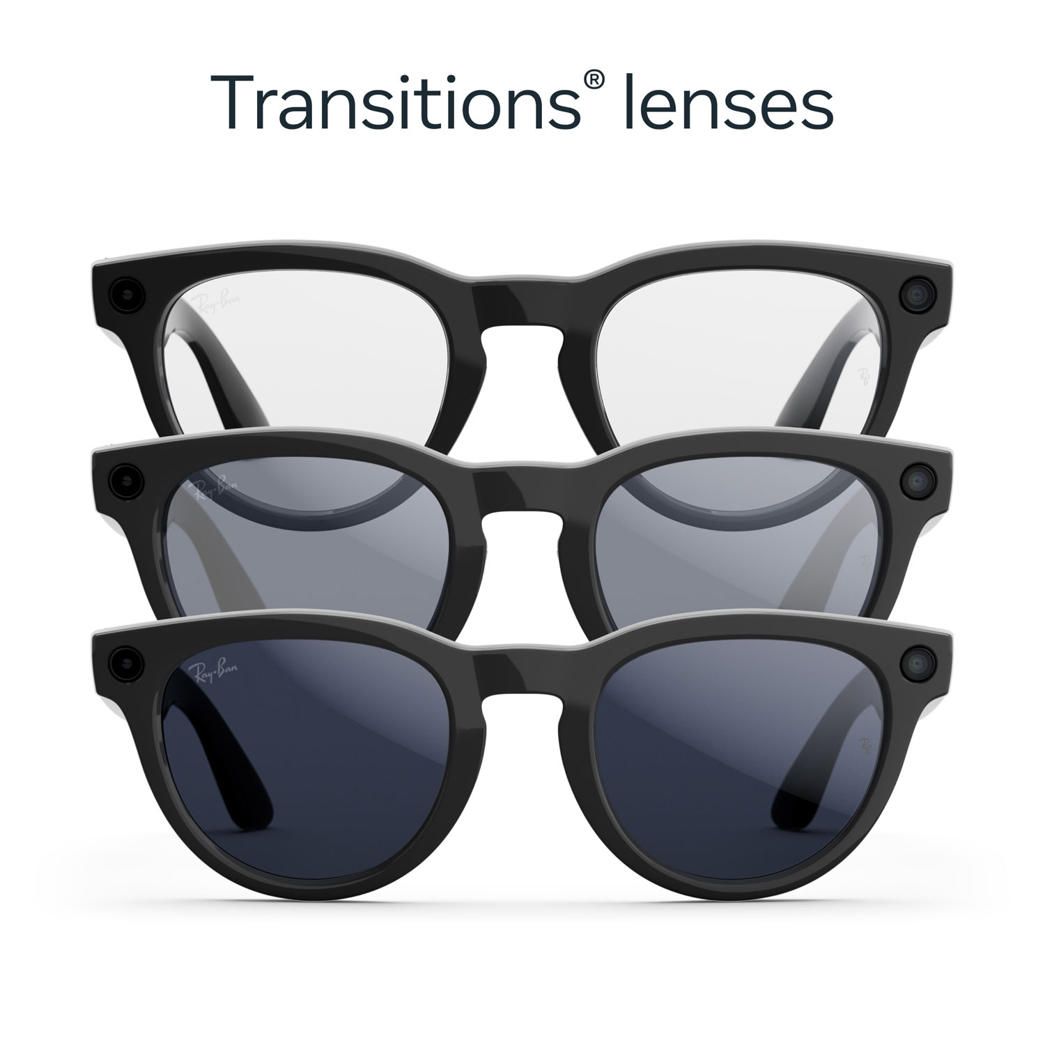 Lunettes Headliner de Ray-Ban | Meta avec IA, photo, vidéo, audio et messagerie - Noir brillant/Transitions saphir