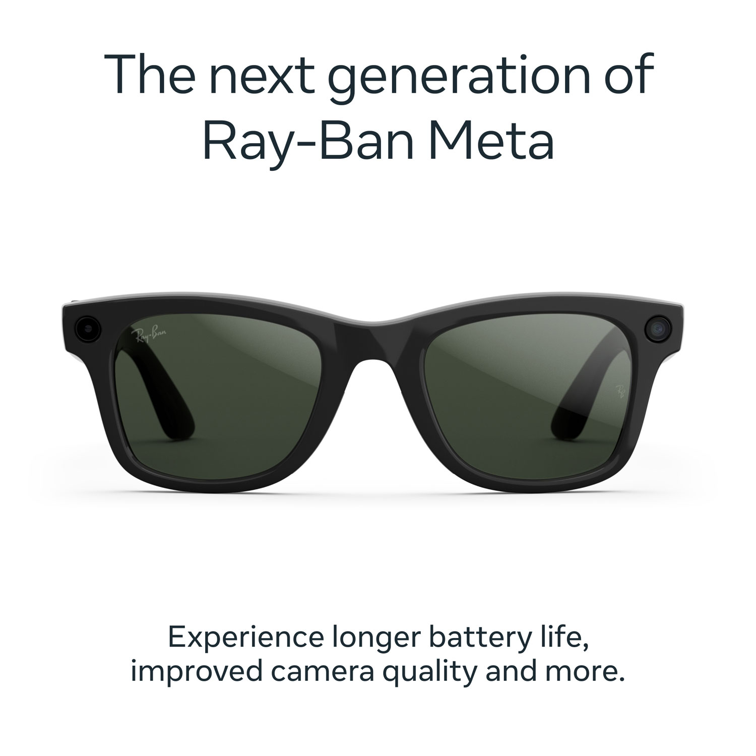 Lunettes Wayfarer de Ray-Ban | Meta avec IA, photo, vidéo, audio et messagerie - Noir brillant/Transitions vert graphite - Grand