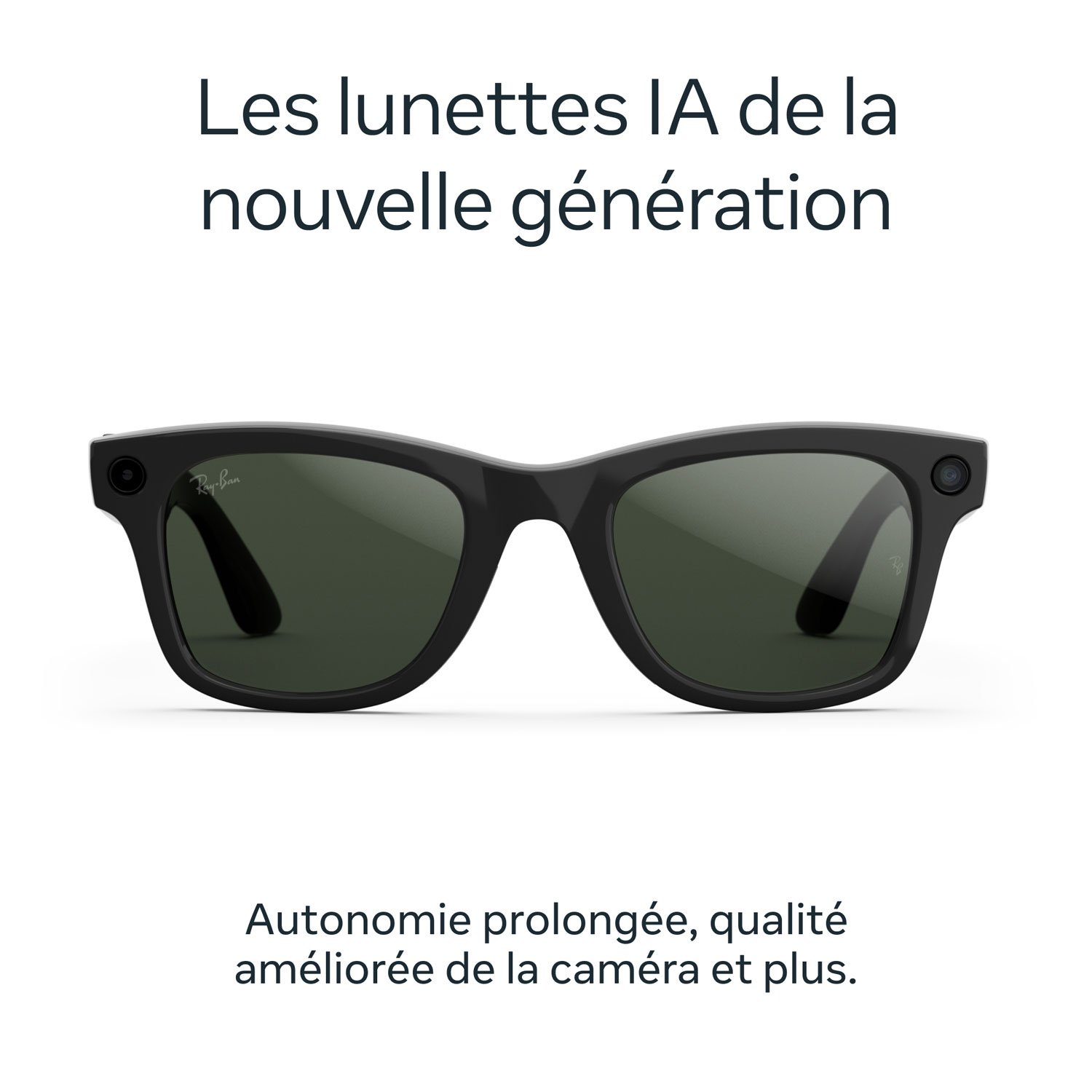 Lunettes Wayfarer de Ray-Ban | Meta avec IA, photo, vidéo, audio et messagerie - Noir brillant/Transitions vert graphite - Grand