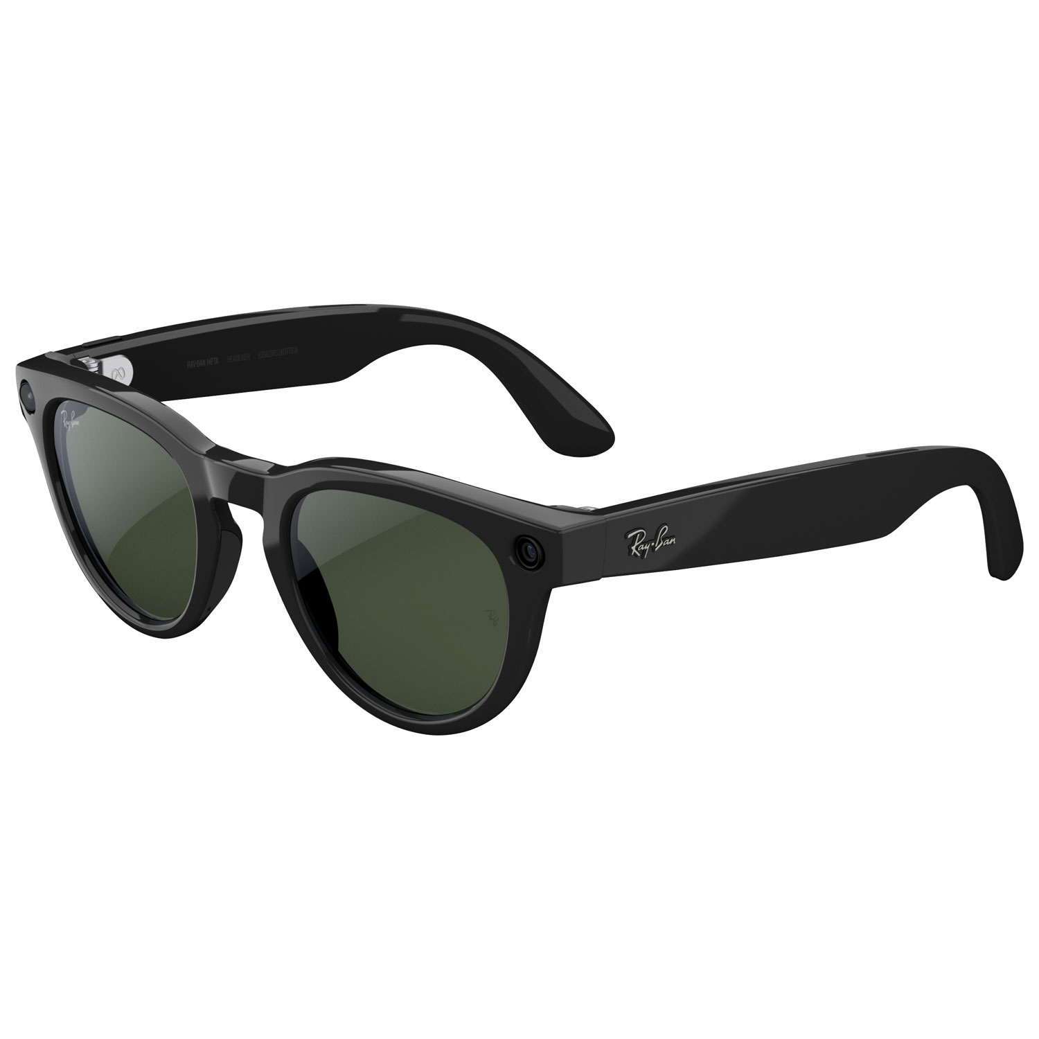 Ray-Ban | Meta Headliner Glasses with AI, Photo, Video, Audio & Messaging - Shiny Black/Transitions Graphite Green