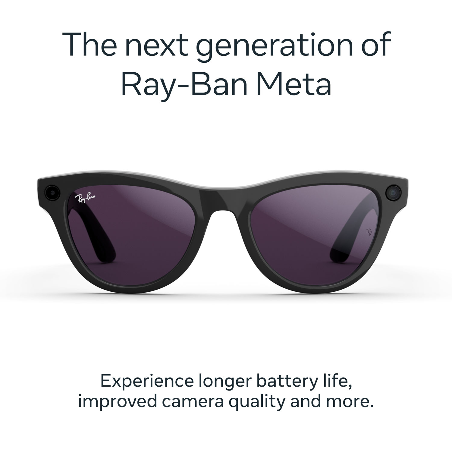 Ray-Ban | Meta Skyler Glasses with AI, Photo, Video, Audio & Messaging - Shiny Black/Transitions Amethyst