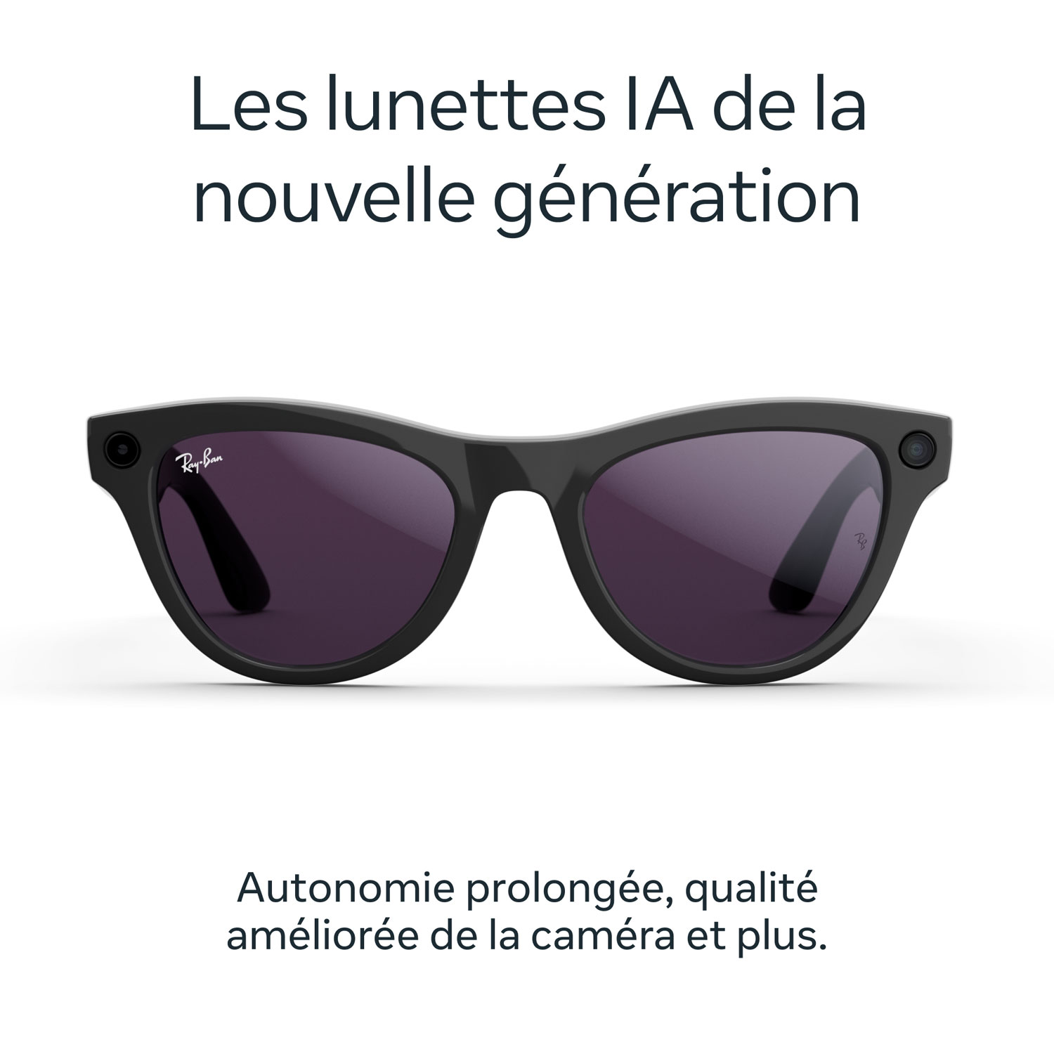 Ray-Ban | Meta Skyler Glasses with AI, Photo, Video, Audio & Messaging - Shiny Black/Transitions Amethyst