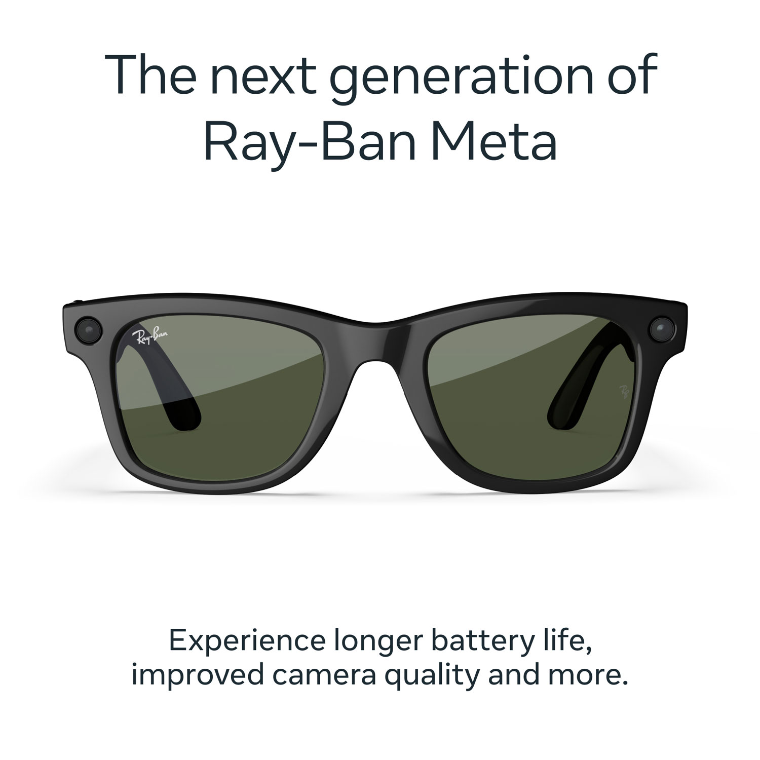 Ray-Ban | Meta Wayfarer Glasses with AI, Photo, Video, Audio & Messaging - Shiny Black/Green