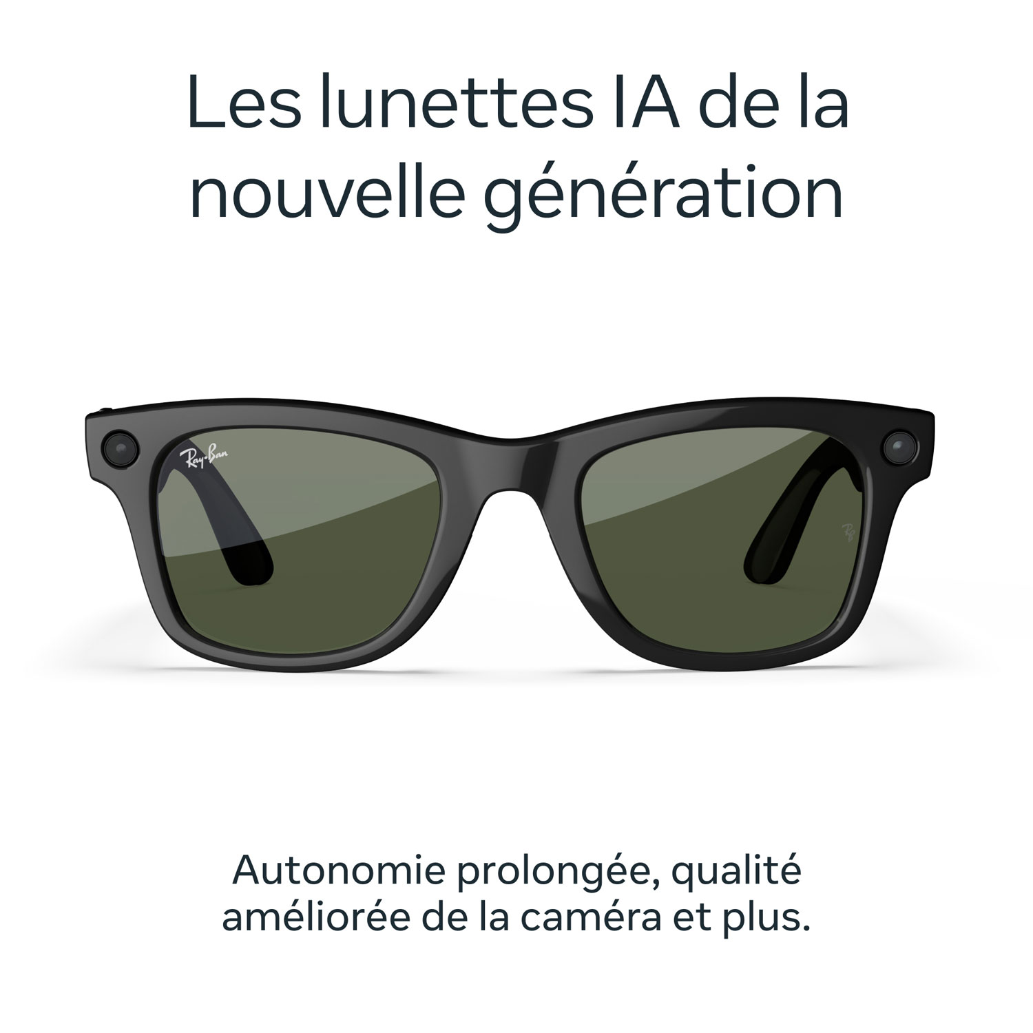 Ray-Ban | Meta Wayfarer Glasses with AI, Photo, Video, Audio & Messaging - Shiny Black/Green